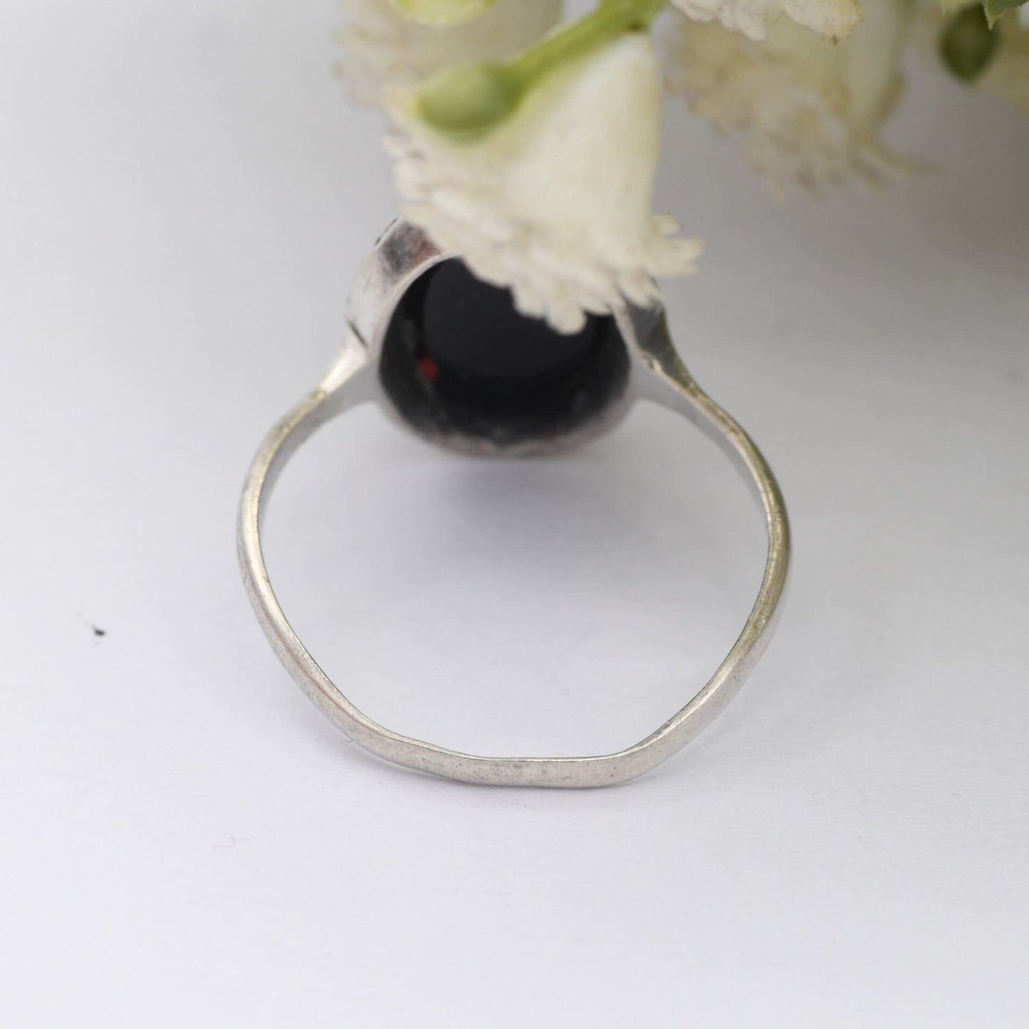 Vintage Sterling Silver Onyx and Marcasite Ring - Art Deco Style Cocktail Ring | UK Size - N | US Size - 6 3/4