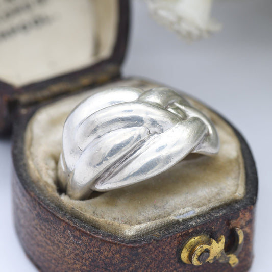 Vintage Sterling Silver Chunky Knot Ring - Textured Statement Ring | Large Unisex | UK Size - N | US Size - 6 3/4