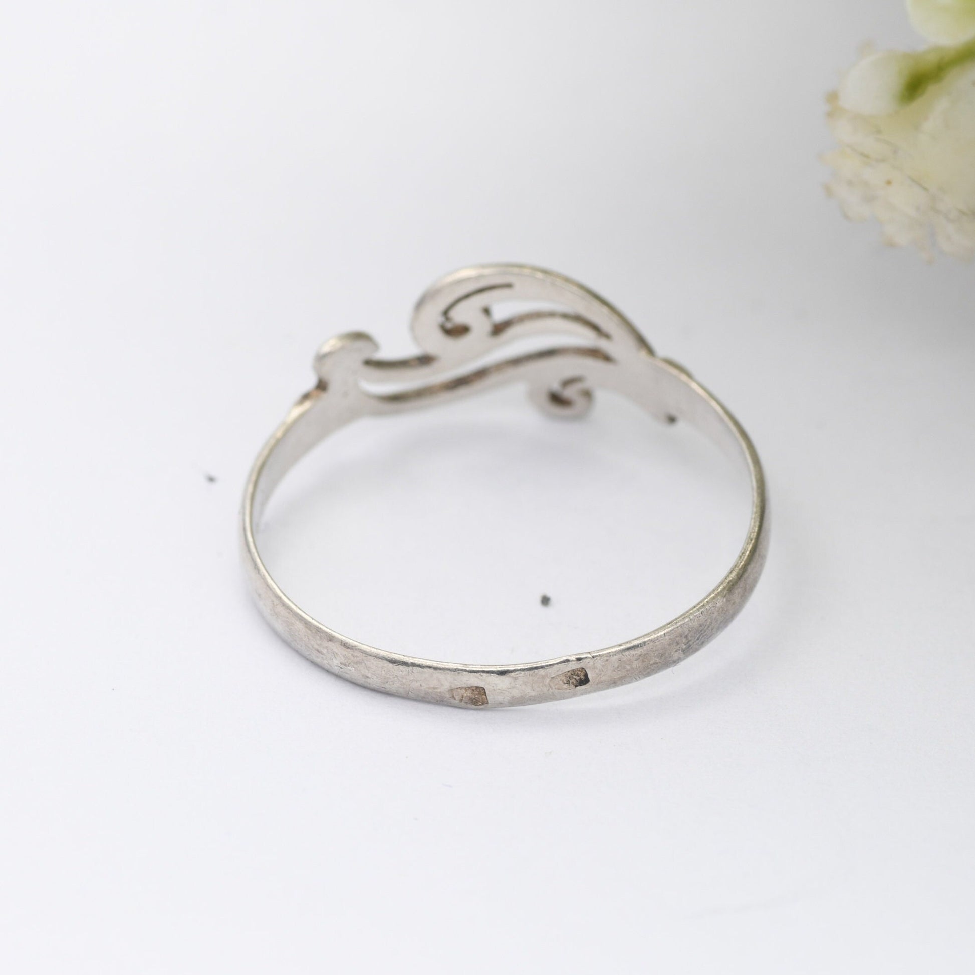 Vintage Sterling Silver Wave Form Ring - Openwork Minimalist Band | UK Size - R 1/2 | US Size - 9