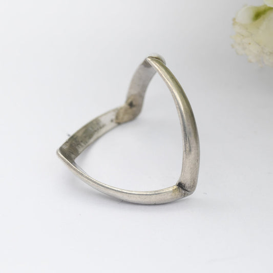 Vintage Sterling Silver Full Wishbone Ring - Minimalist Band | Unisex | UK Size - P 1/2 | US Size - 8