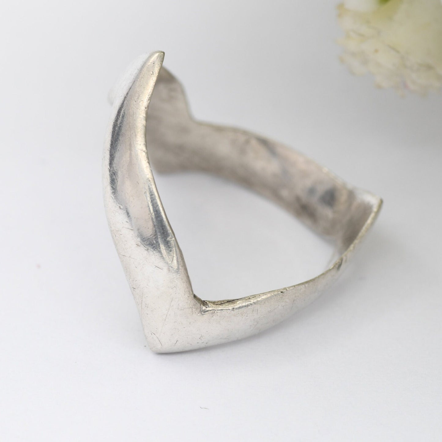 Vintage Sterling Silver Full Wishbone Ring - Chunky Minimalist Band | Unisex | UK Size - P 1/2 | US Size - 8