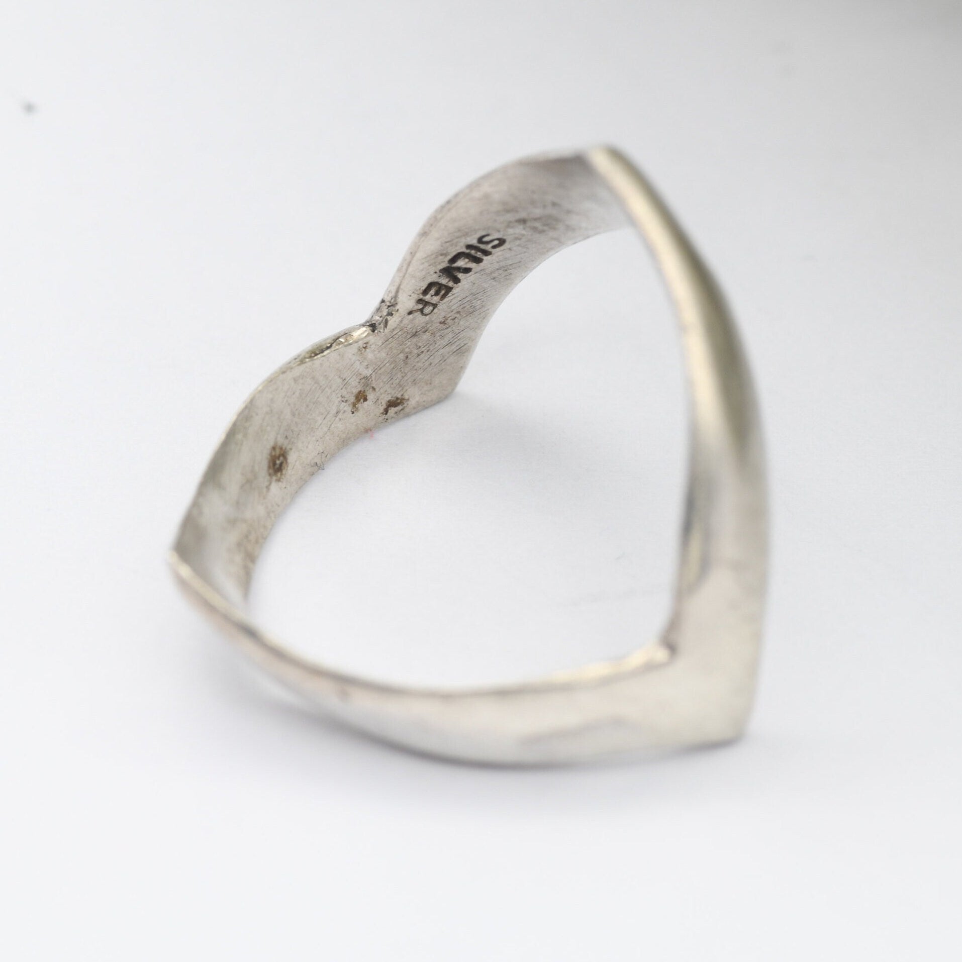 Vintage Sterling Silver Full Wishbone Ring - Chunky Minimalist Band | Unisex | UK Size - P 1/2 | US Size - 8