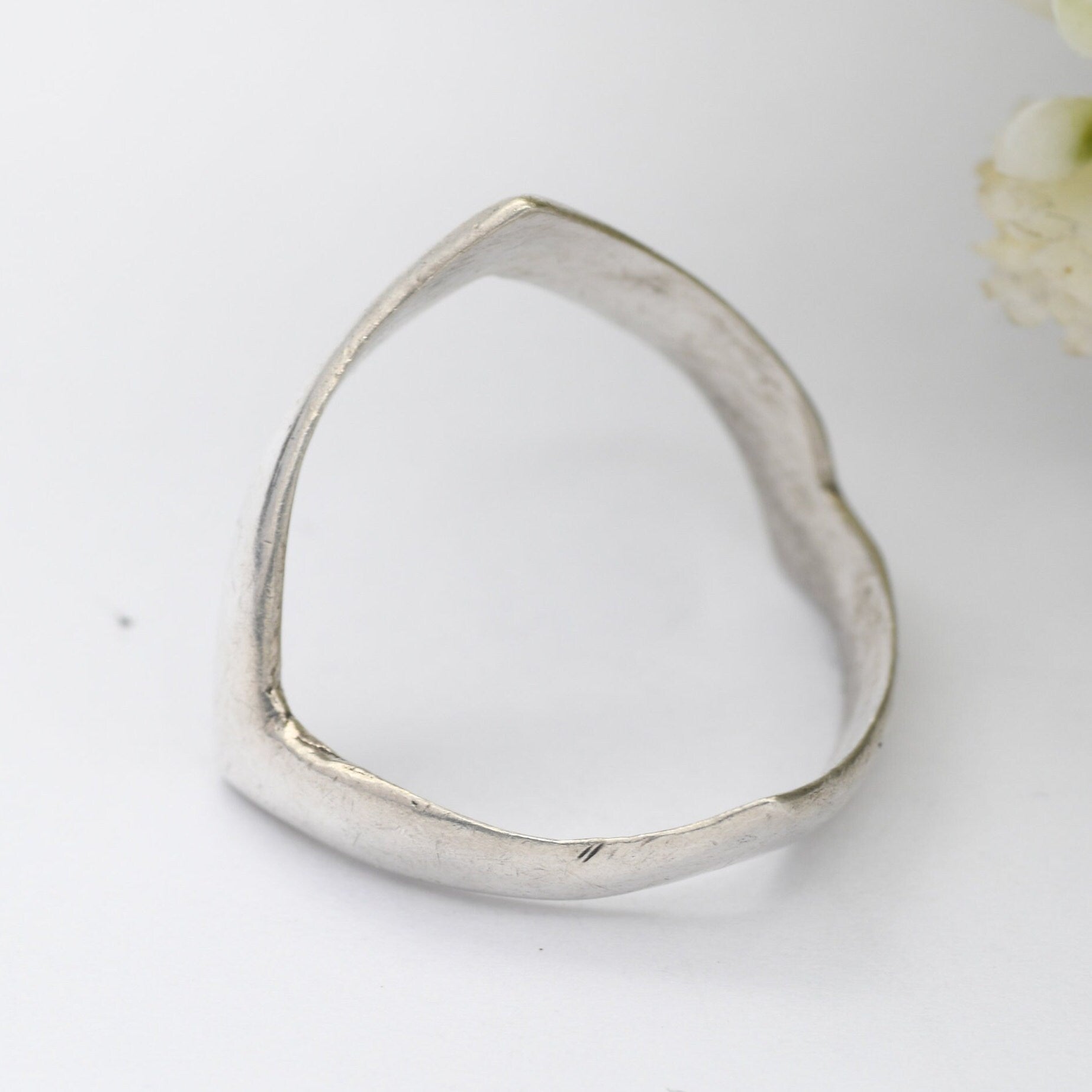 Vintage Sterling Silver Full Wishbone Ring - Chunky Minimalist Band | Unisex | UK Size - P 1/2 | US Size - 8