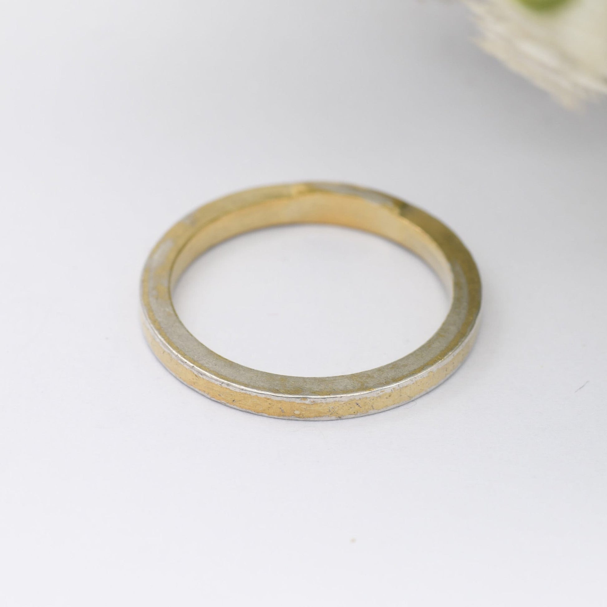 Vintage Sterling Silver Hallmark Band Ring 1996 - W&T | Unisex Gold Plated Silver | UK Size - M 1/2 / US Size - 6 1/2