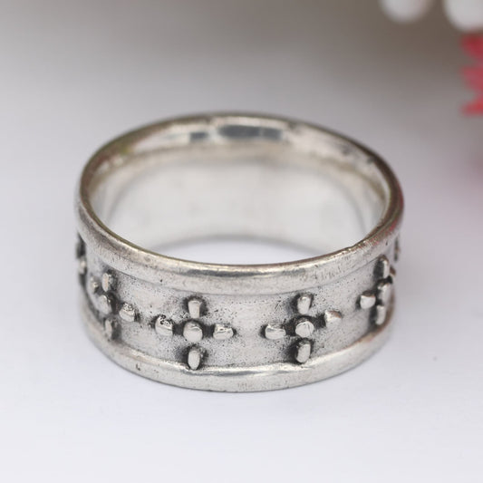 Vintage Sterling Silver Chunky Band Ring 1975 - Mid-Century Unisex Silver | UK Size - N 1/2 / US Size - 7