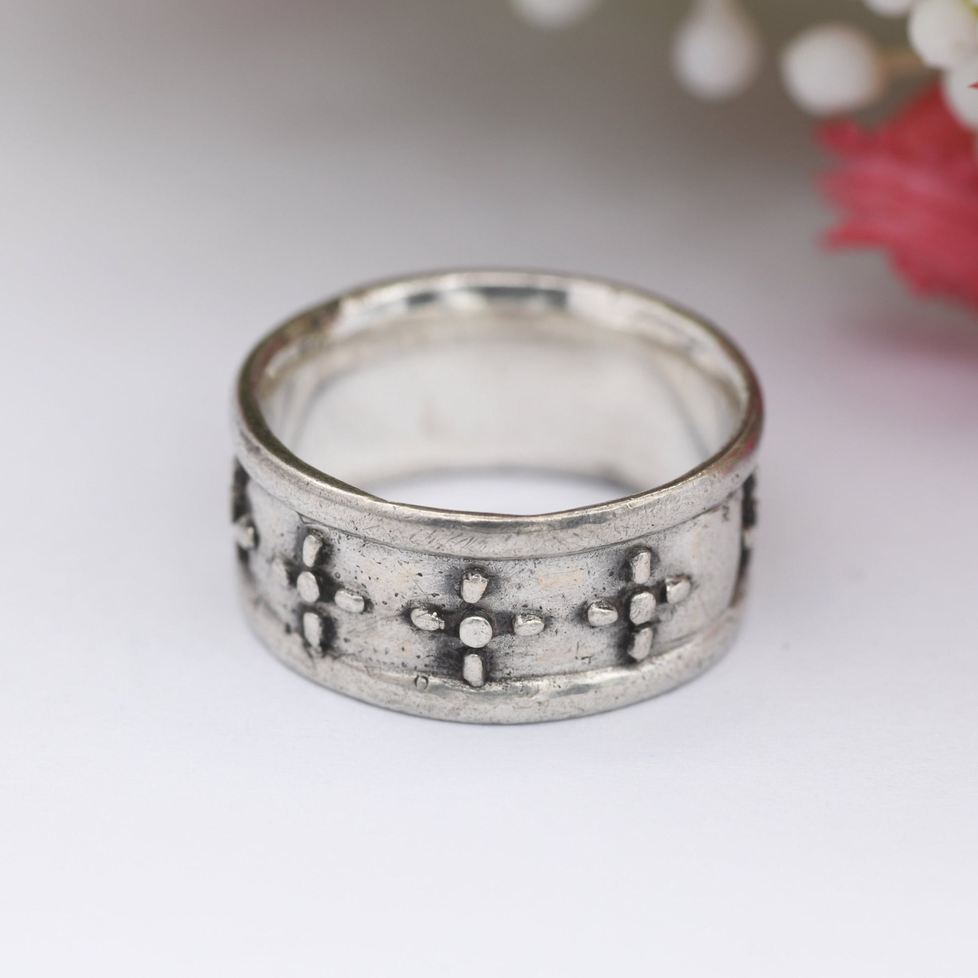 Vintage Sterling Silver Chunky Band Ring 1975 - Mid-Century Unisex Silver | UK Size - N 1/2 / US Size - 7