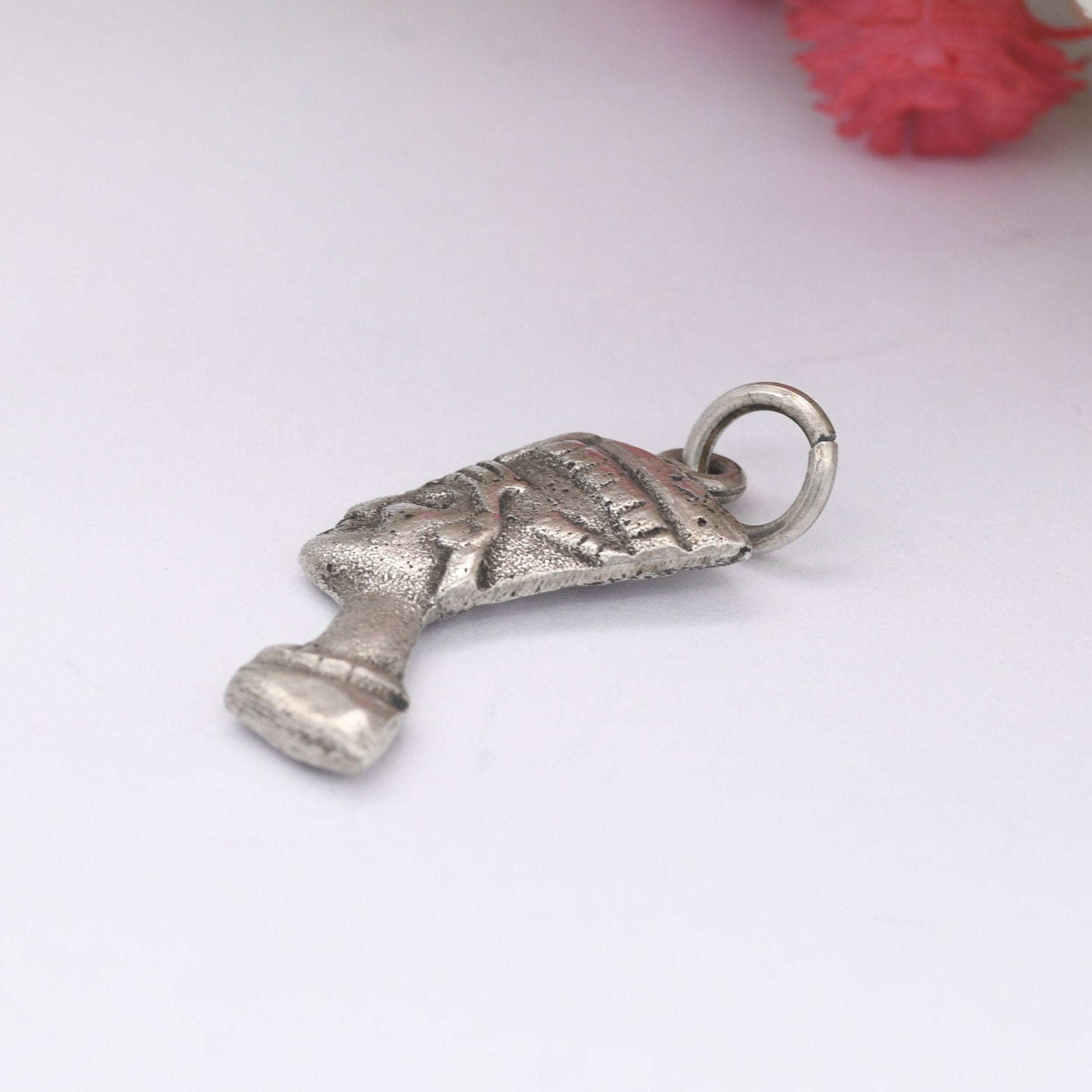 Vintage Egyptian Silver Queen Nefertiti Pendant - Queen's Head Charm | Bust Portrait