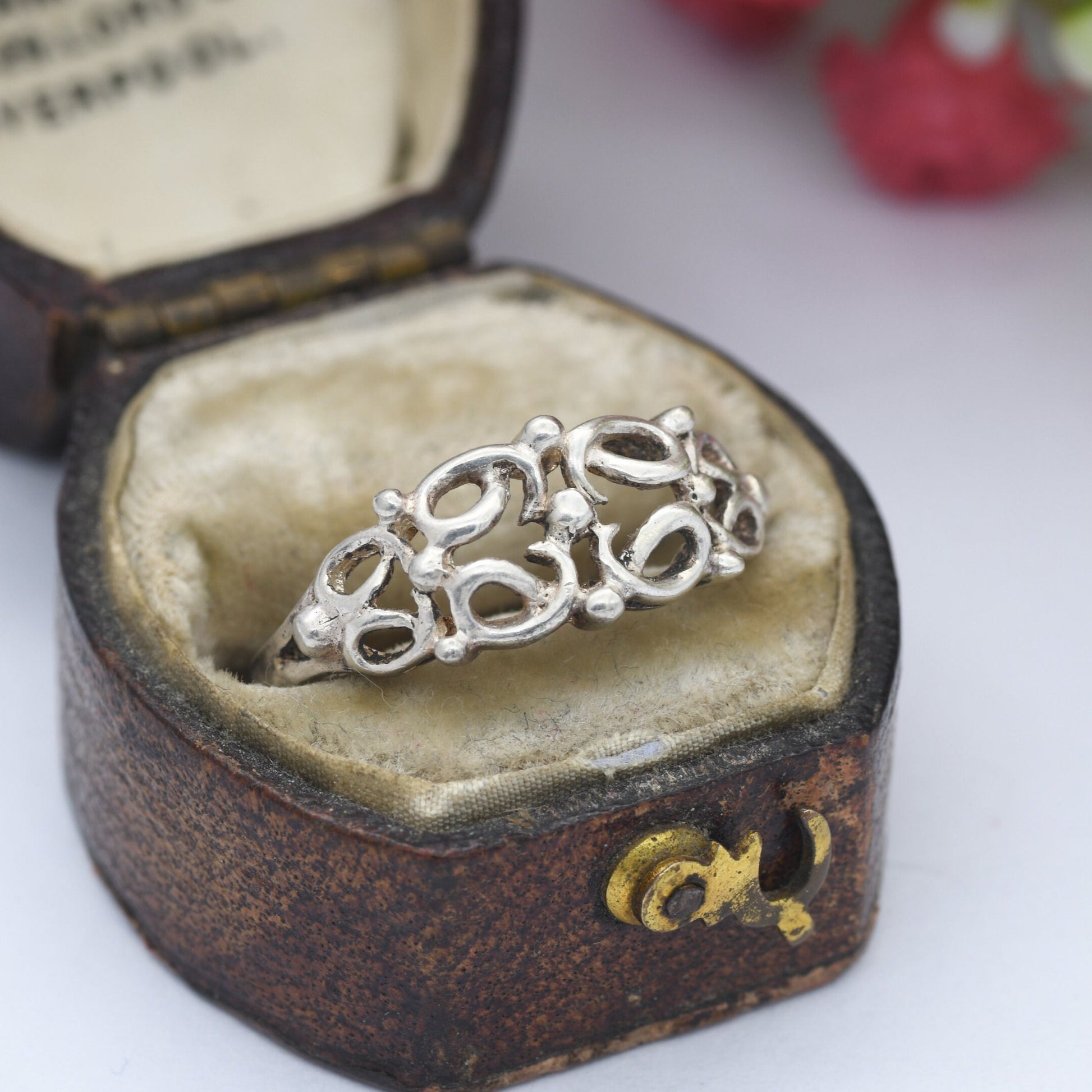Vintage Sterling Silver Ring - Openwork Knot and Ball Design | UK Size - N 1/2 | US Size - 7