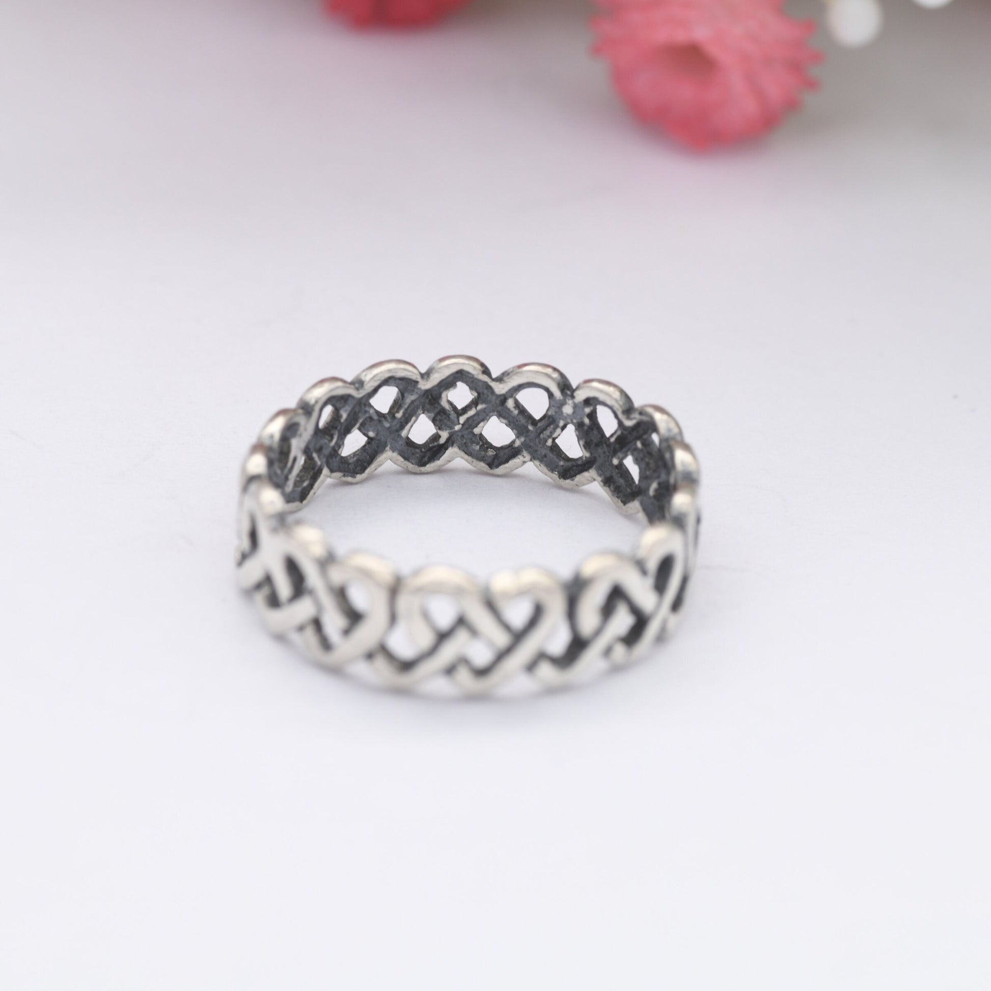 Vintage Silver Heart Knot Ring - Woven Knotted Band | Unisex Minimalist Jewellery | UK Size - L 1/2 | US Size - 6