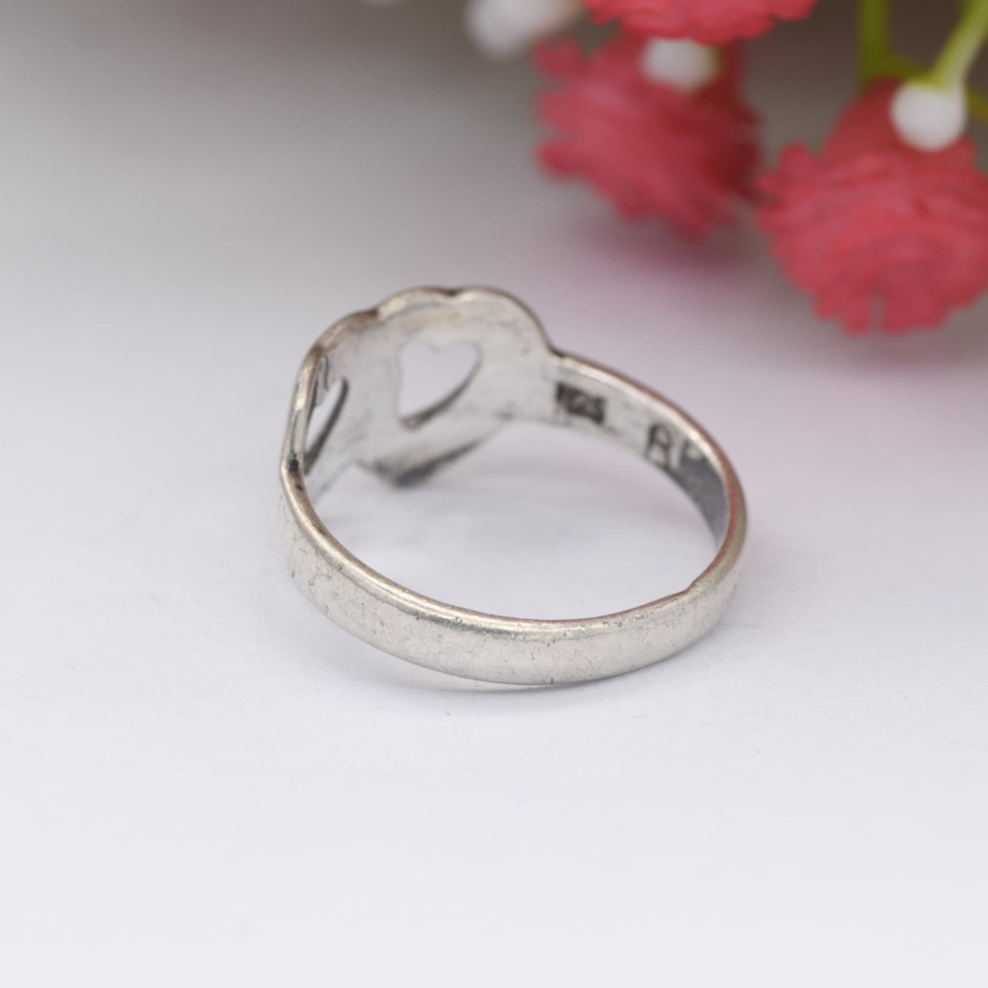 Vintage Sterling Silver Heart Ring - Two Linked Love Hearts | Friendship Love Gift | UK Size - L | US Size - 5 3/4