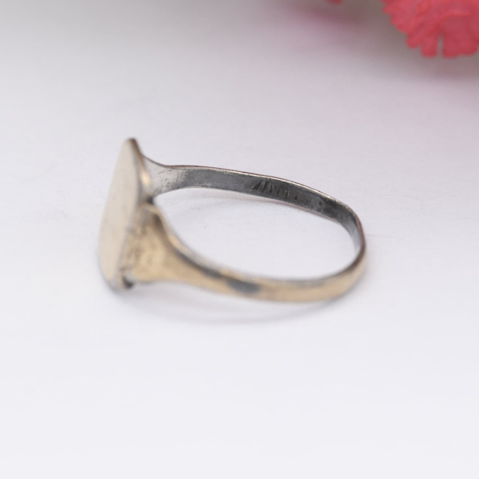 Vintage 9ct Gold Plated Sterling Silver Signet Ring - Blank Face No Engraving | UK Size - M 1/2 | US Size - 6 1/2