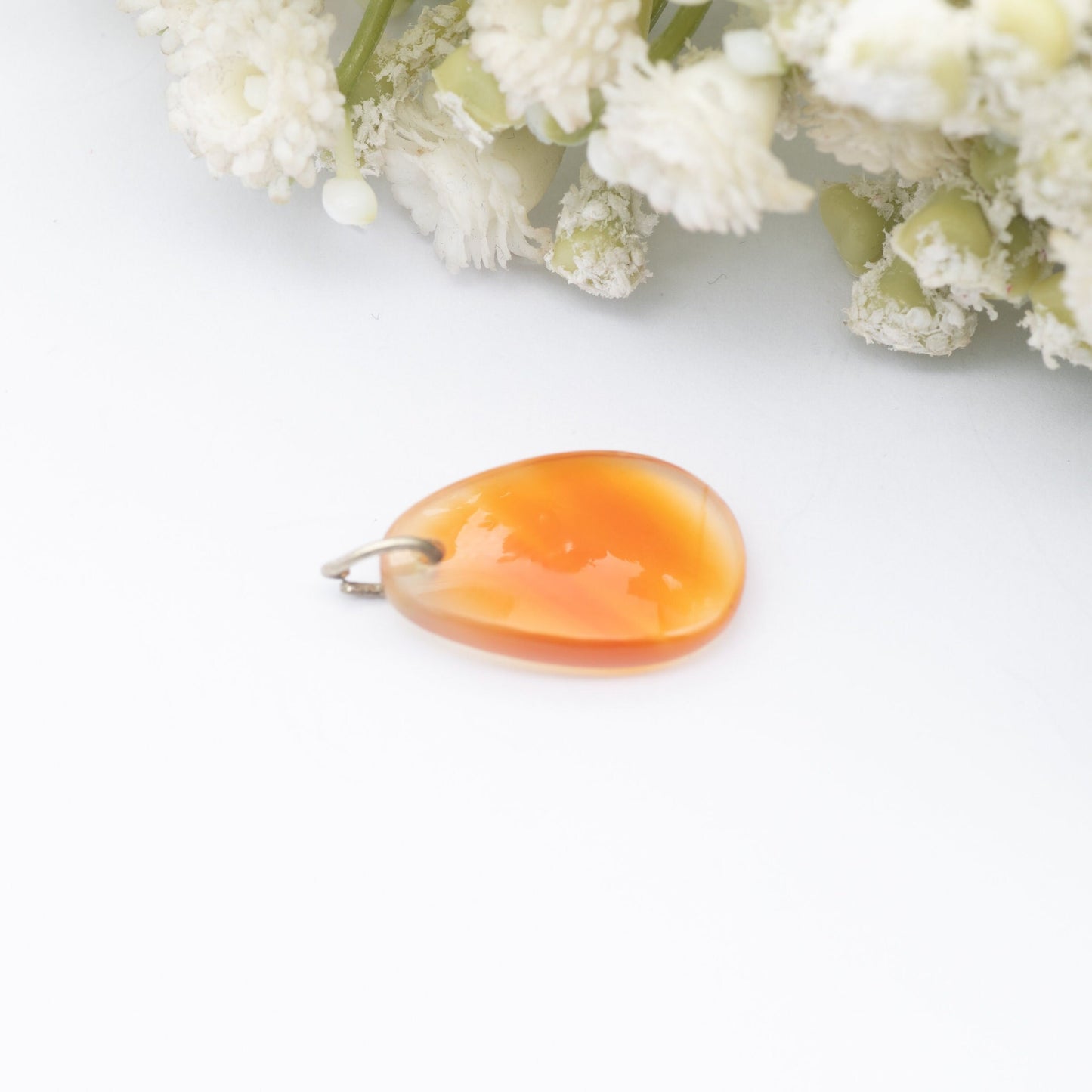 Vintage Carnelian Pendant - Smooth Cut Gemstone | Tumbled Stone Necklace Charm