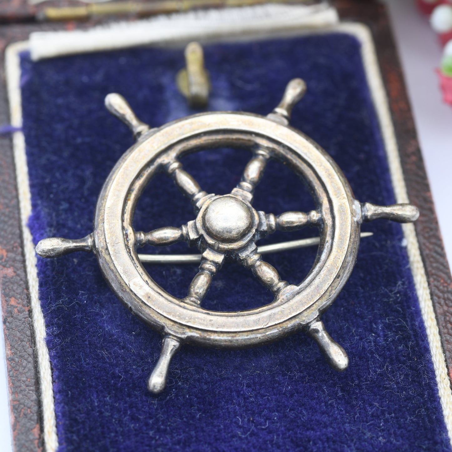 Vintage Sterling Silver Ship's Wheel Brooch - Helm Steering Wheel | Symbolic Jewellery