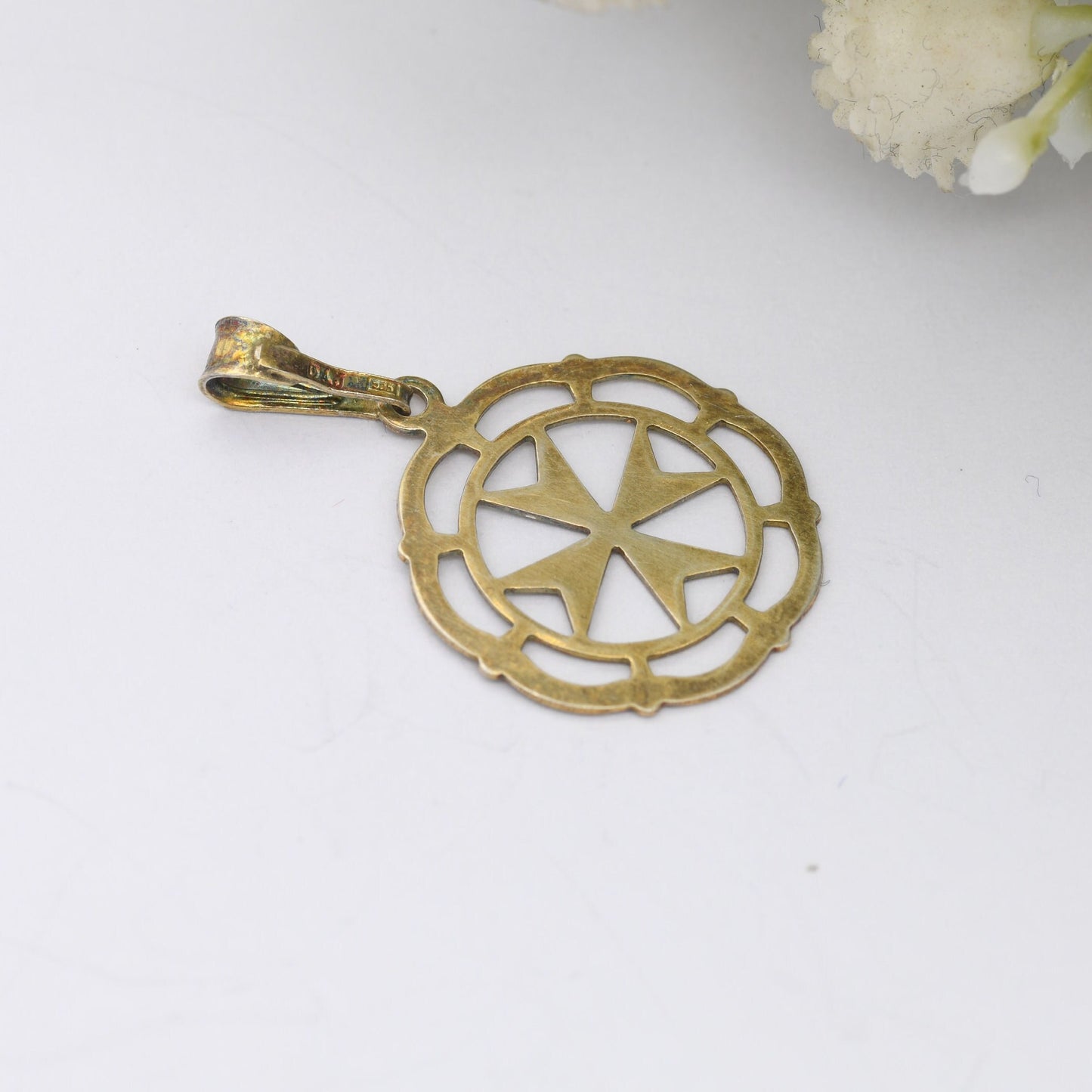Vintage Sterling Silver Maltese Cross Pendant - Openwork | Gold Plated | DAJ