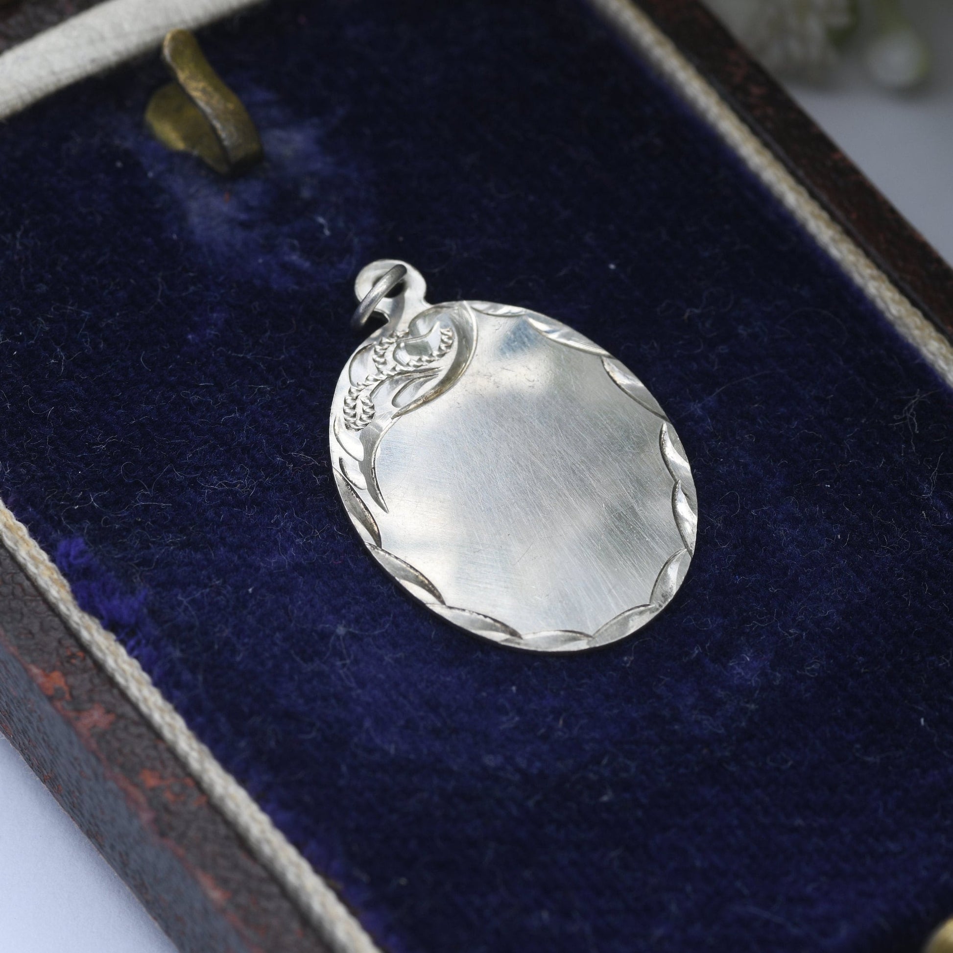 Vintage Irish Sterling Silver Engraved Pendant 1984 - Oval Shaped | Antique Style | for Engraving Initial or Date