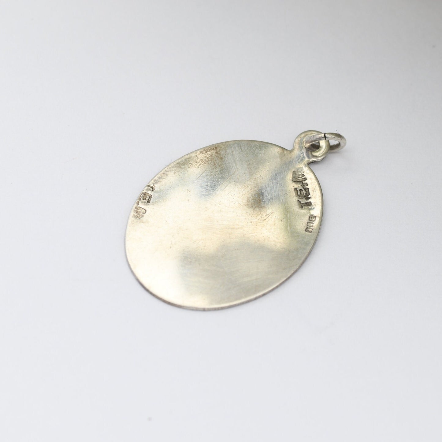 Vintage Irish Sterling Silver Engraved Pendant 1984 - Oval Shaped | Antique Style | for Engraving Initial or Date