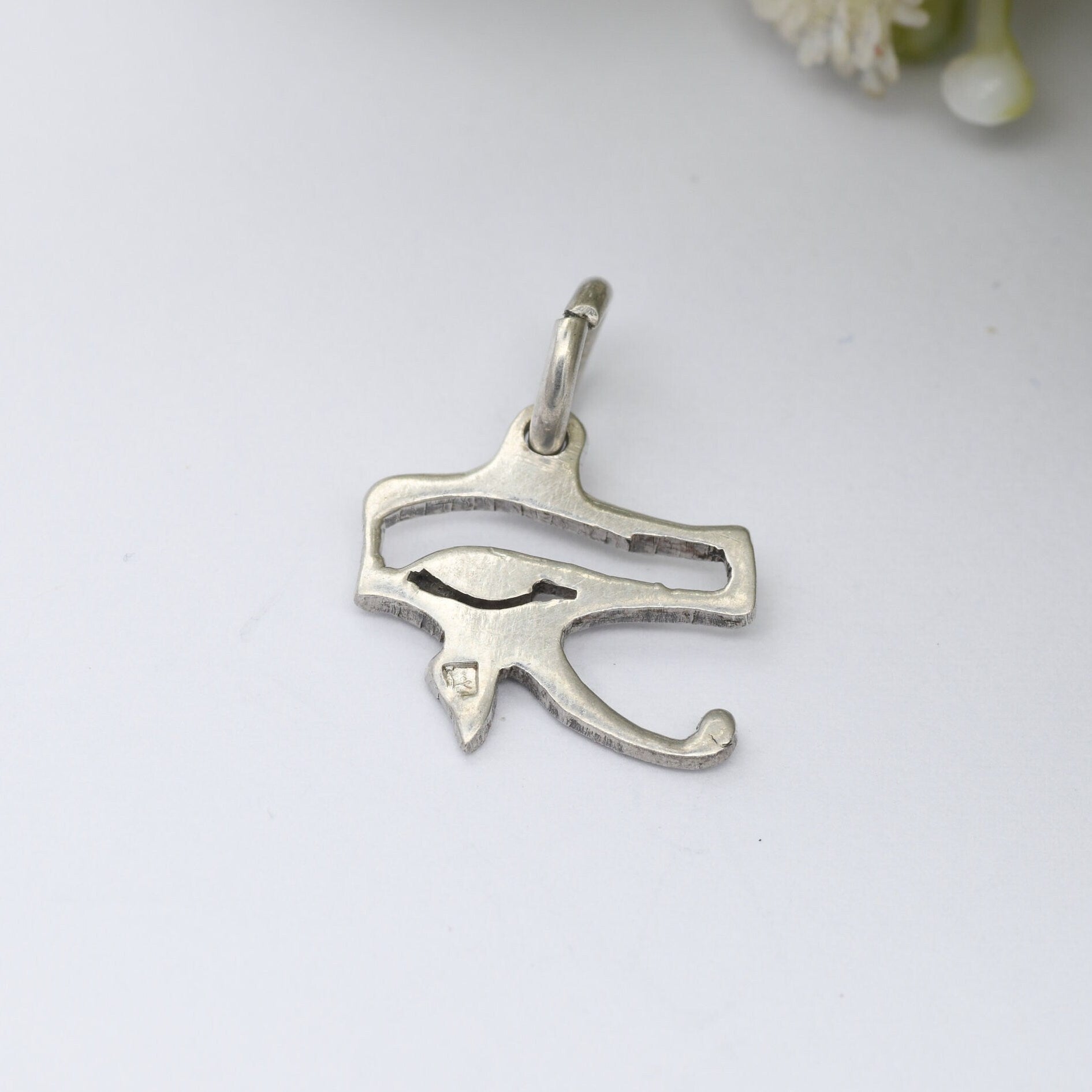 Vintage Egyptian Silver Eye of Horus Eye of Ra Pendant - Openwork Design | 800 Silver