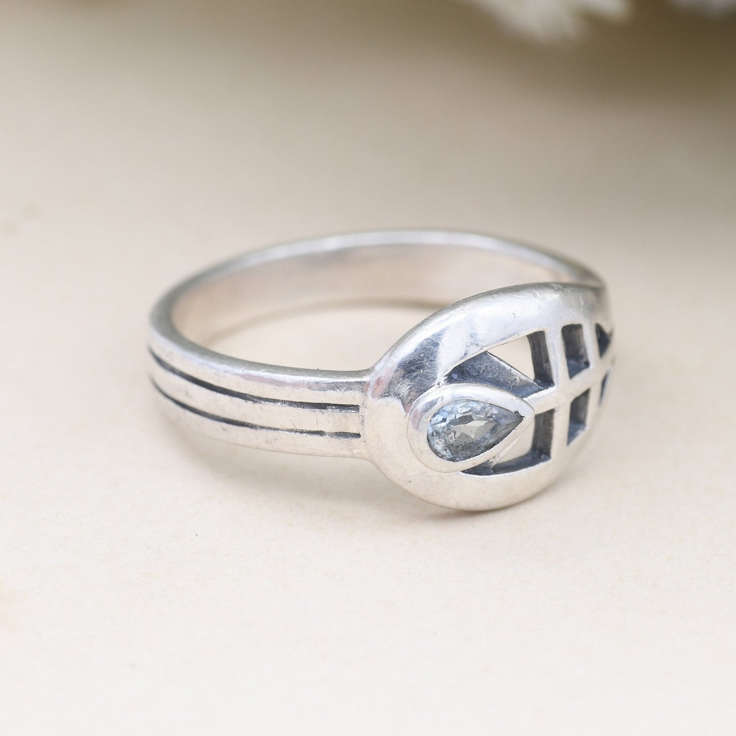 Vintage Kit Heath Sterling Silver Celtic Band Ring 1990s - Ornate Openwork Design | UK Size - S | US Size - 9 1/4