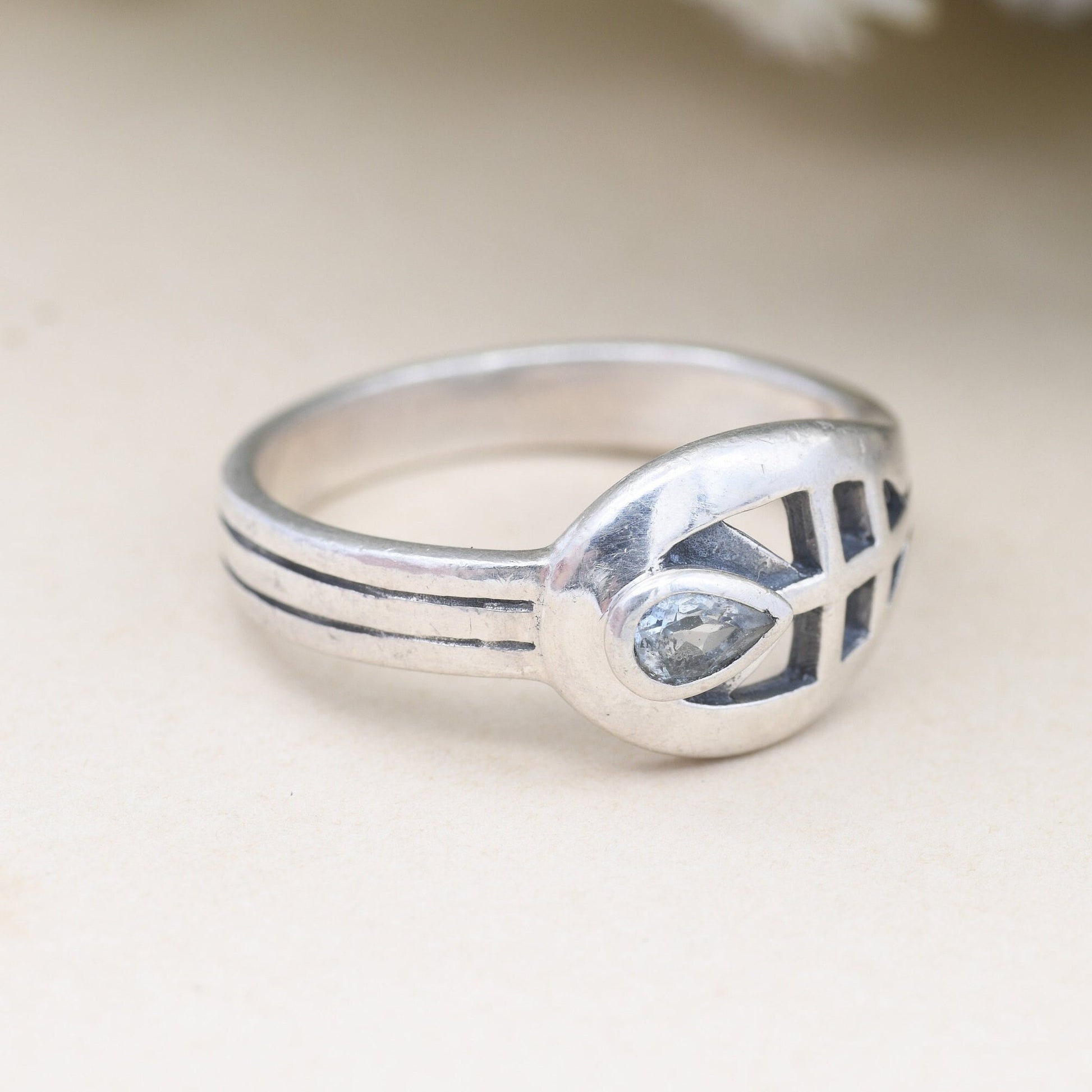 Vintage Kit Heath Sterling Silver Celtic Band Ring 1990s - Ornate Openwork Design | UK Size - S | US Size - 9 1/4