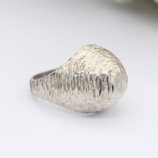 Vintage Sterling Silver Mid Century Ring 1970 - Beehive Design | Textured Statement Ring | Boule | UK Size - K | US Size - 5 1/4