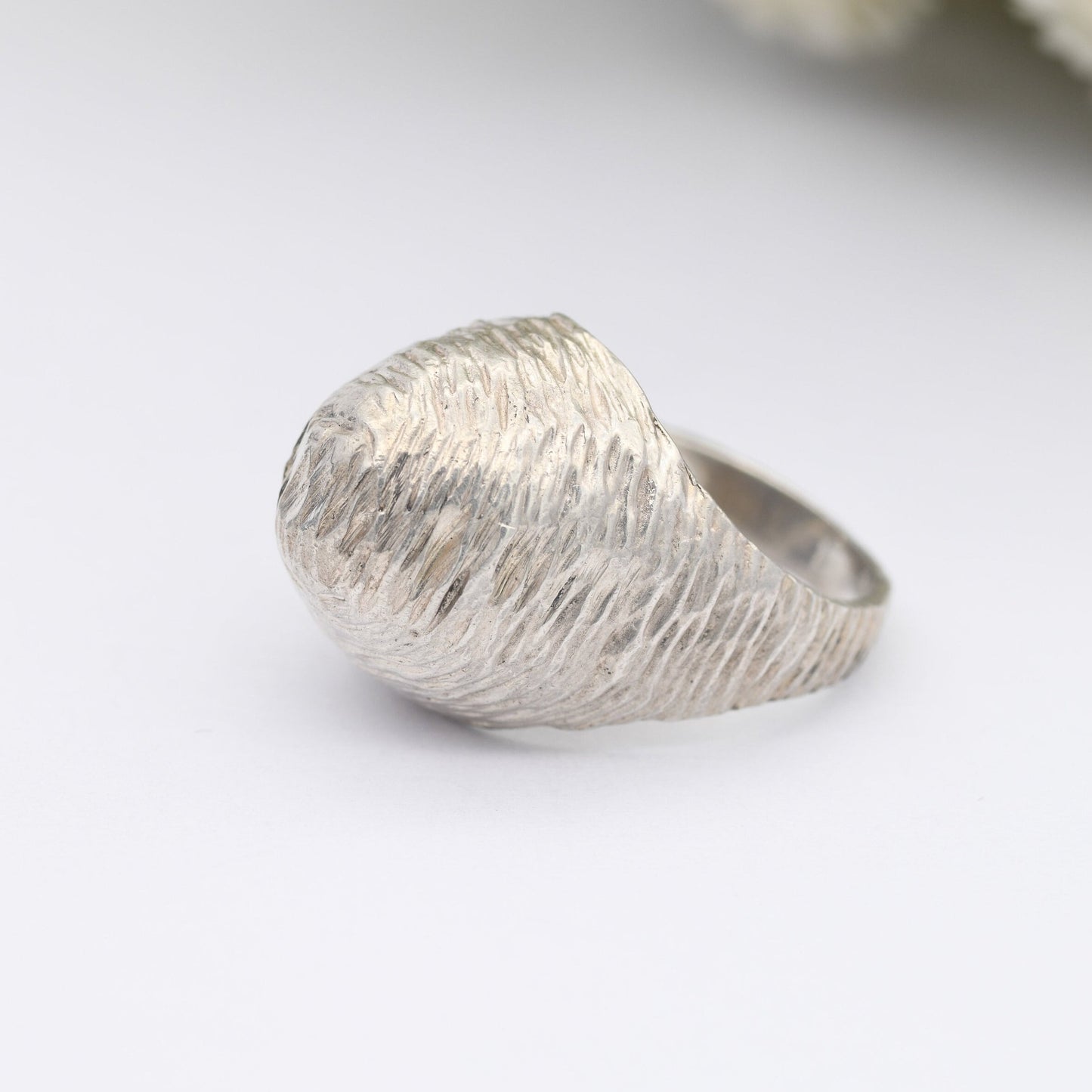 Vintage Sterling Silver Mid Century Ring 1970 - Beehive Design | Textured Statement Ring | Boule | UK Size - K | US Size - 5 1/4