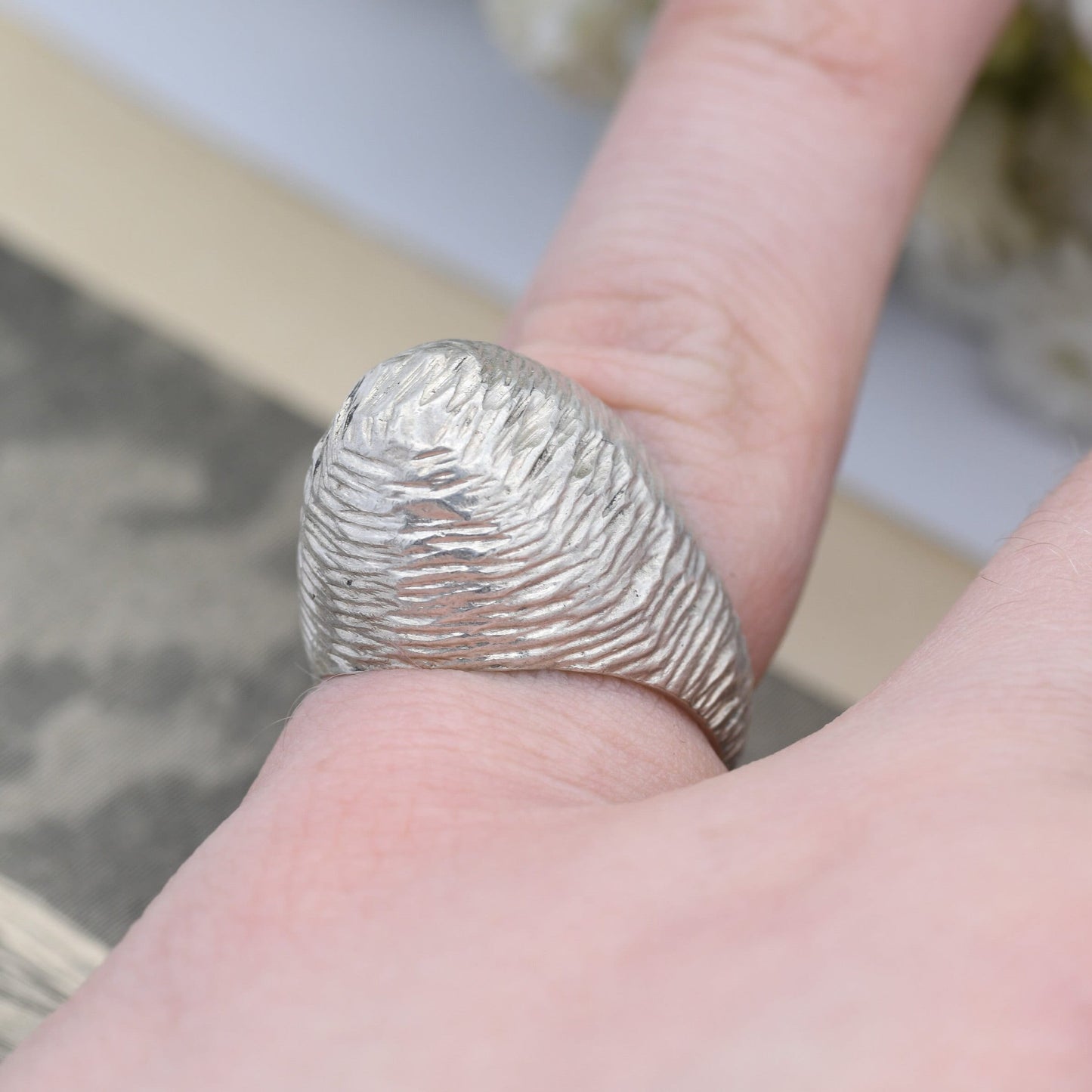 Vintage Sterling Silver Mid Century Ring 1970 - Beehive Design | Textured Statement Ring | Boule | UK Size - K | US Size - 5 1/4