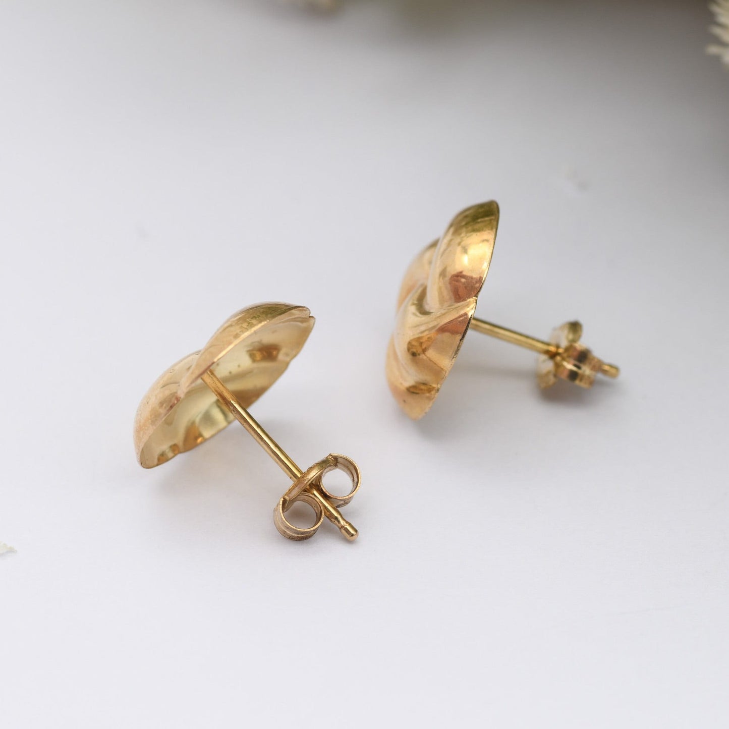 Vintage 9ct Gold Twist Stud Earrings 1991 - Chunky Gold Studs | Butterfly Backs