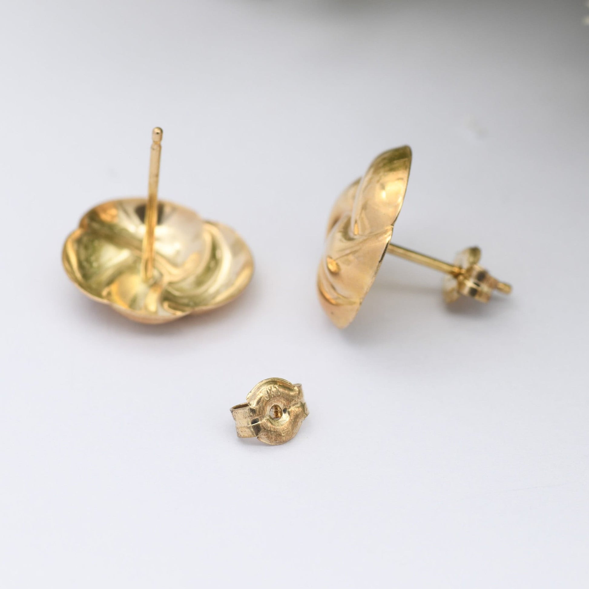 Vintage 9ct Gold Twist Stud Earrings 1991 - Chunky Gold Studs | Butterfly Backs