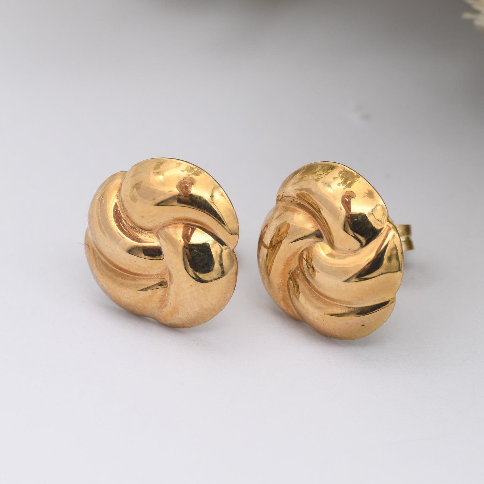 Vintage 9ct Gold Twist Stud Earrings 1991 - Chunky Gold Studs | Butterfly Backs