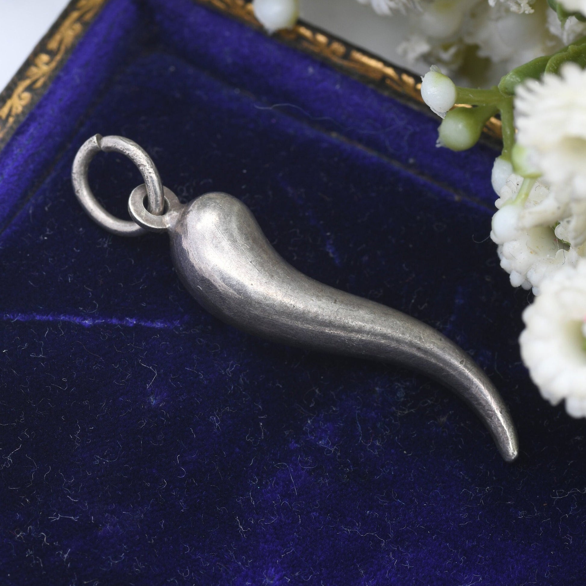 Vintage Sterling Silver Horn of Plenty Charm Pendant - Large Cornucopia | Symbolic