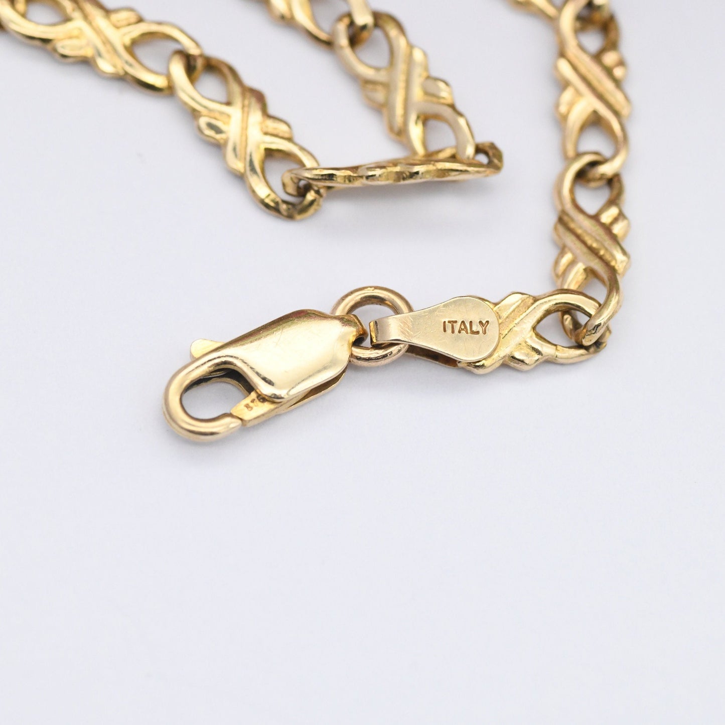 Vintage 9ct Gold Fancy Figure of Eight Link Chain Bracelet 1991 - Symbol 8 | Made in Italy