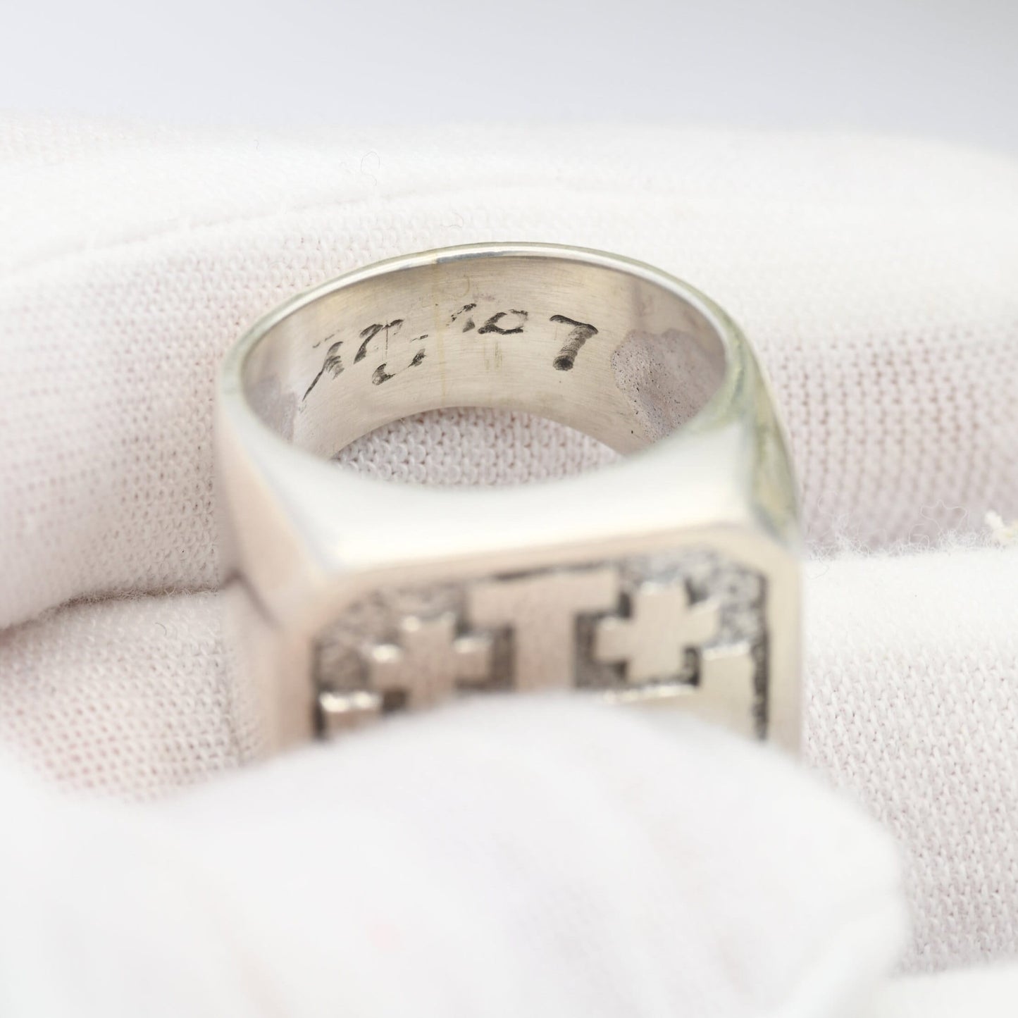 Vintage Sterling Silver Jerusalem Cross Signet Ring