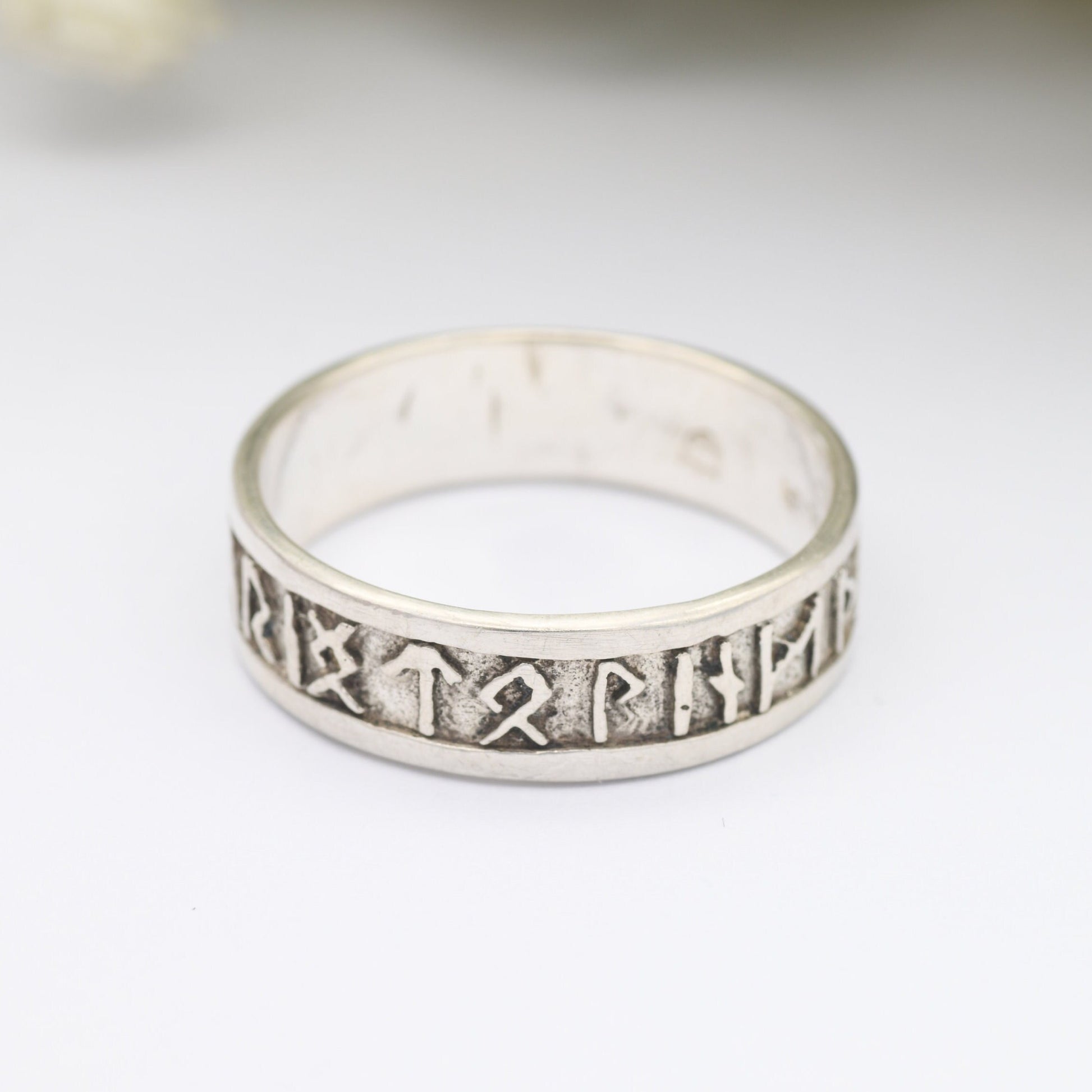 Vintage Sterling Silver Isle of Man Rune Band Ring