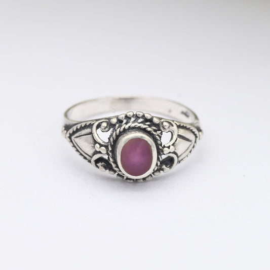 Vintage Sterling Silver Ring with Pink Stone