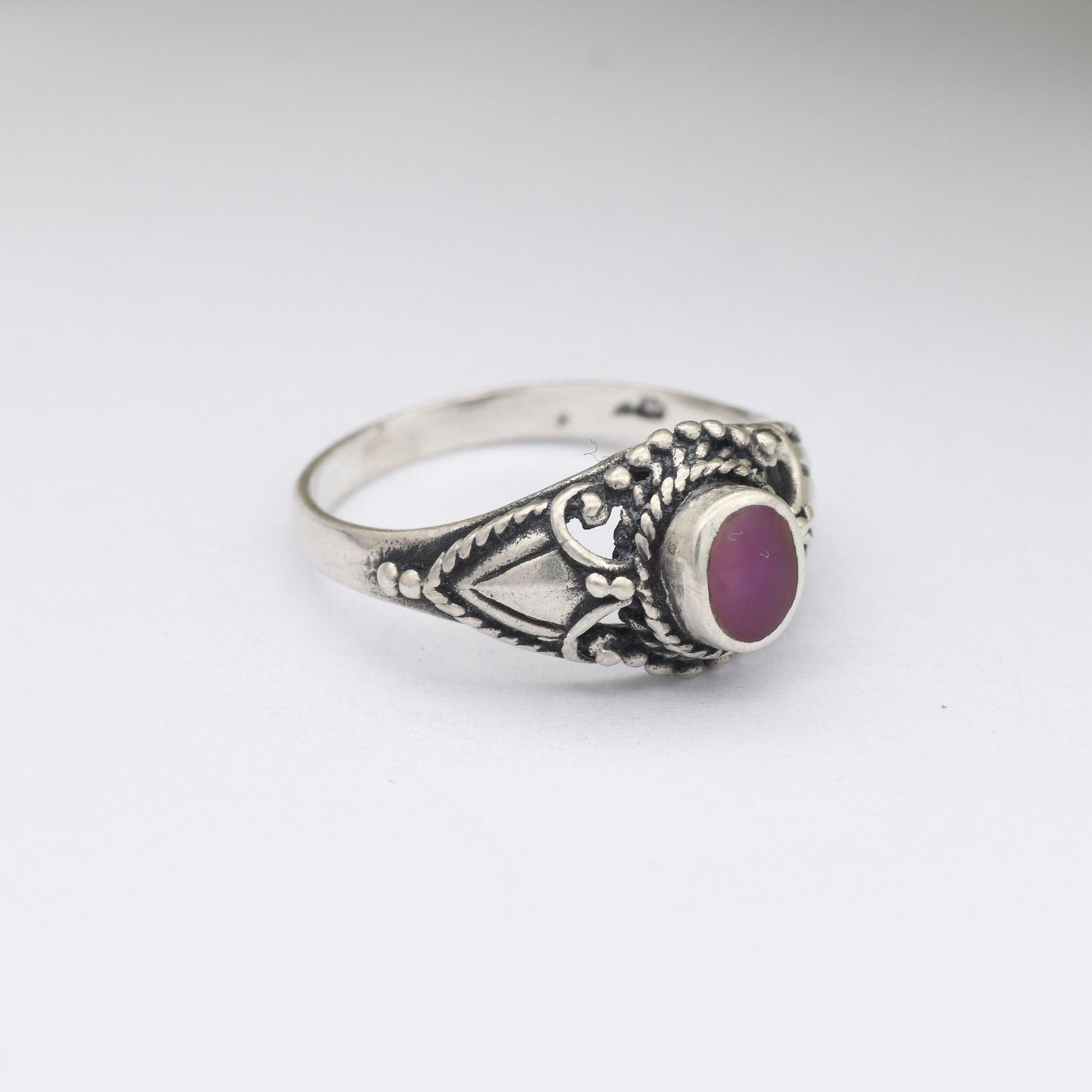 Vintage Sterling Silver Ring with Pink Stone