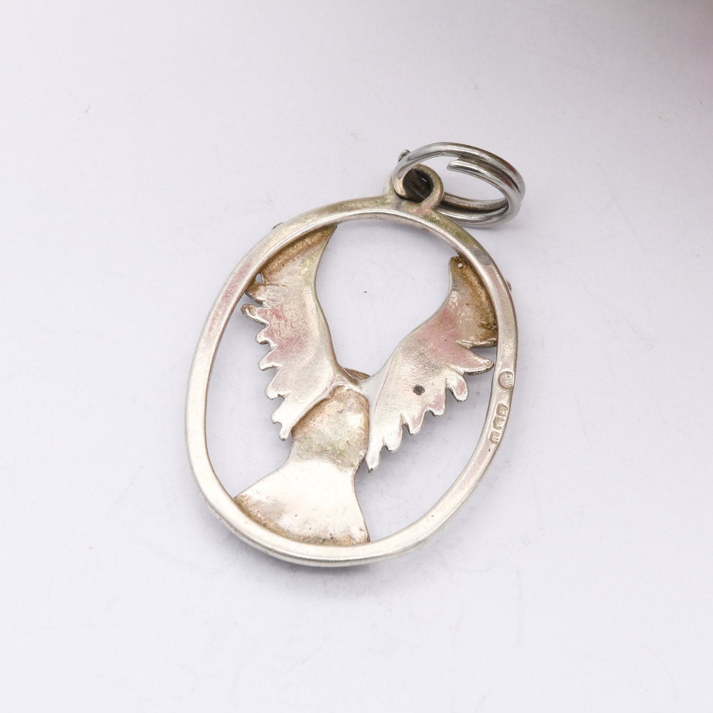 Vintage Sterling Silver Flying Bird Openwork Pendant 1978 by Derek Wakeling Edinburgh Maker