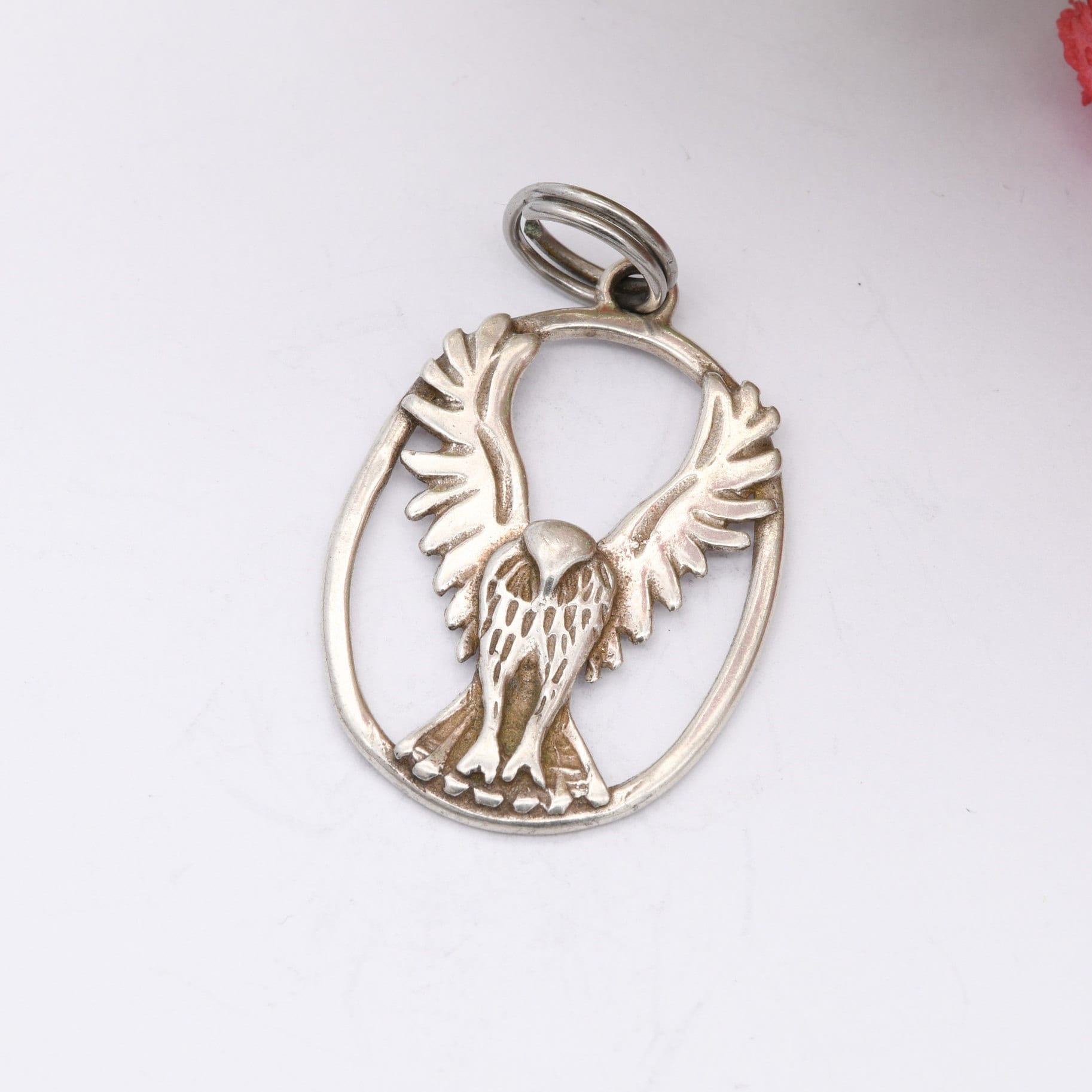 Vintage Sterling Silver Flying Bird Openwork Pendant 1978 by Derek Wakeling Edinburgh Maker