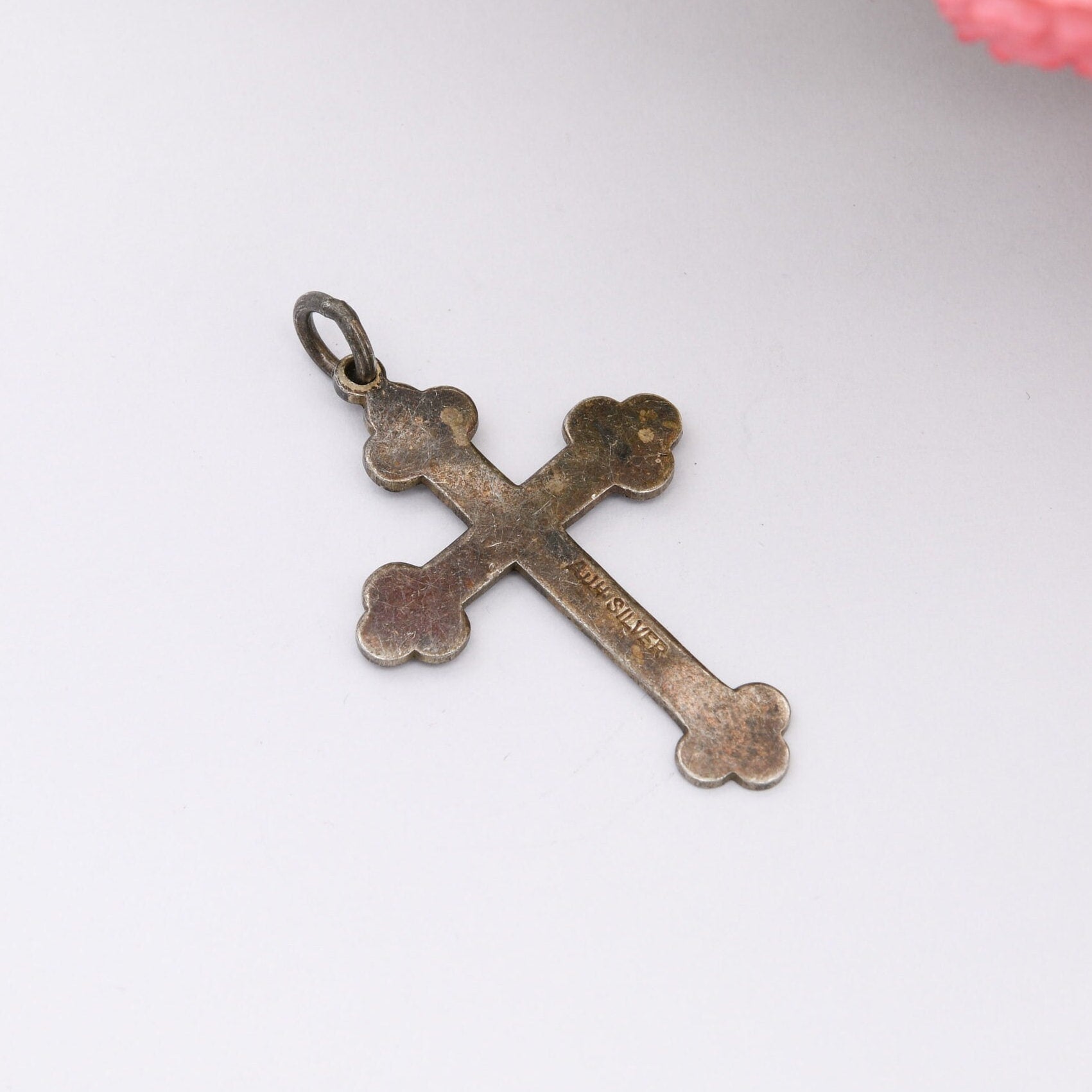 Vintage Sterling Silver Cross Pendant with Engraved Design