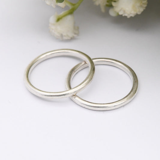 Vintage Silver Stacking Rings Pair - Minimalist Bands | UK Size - P | US Size - 7 3/4