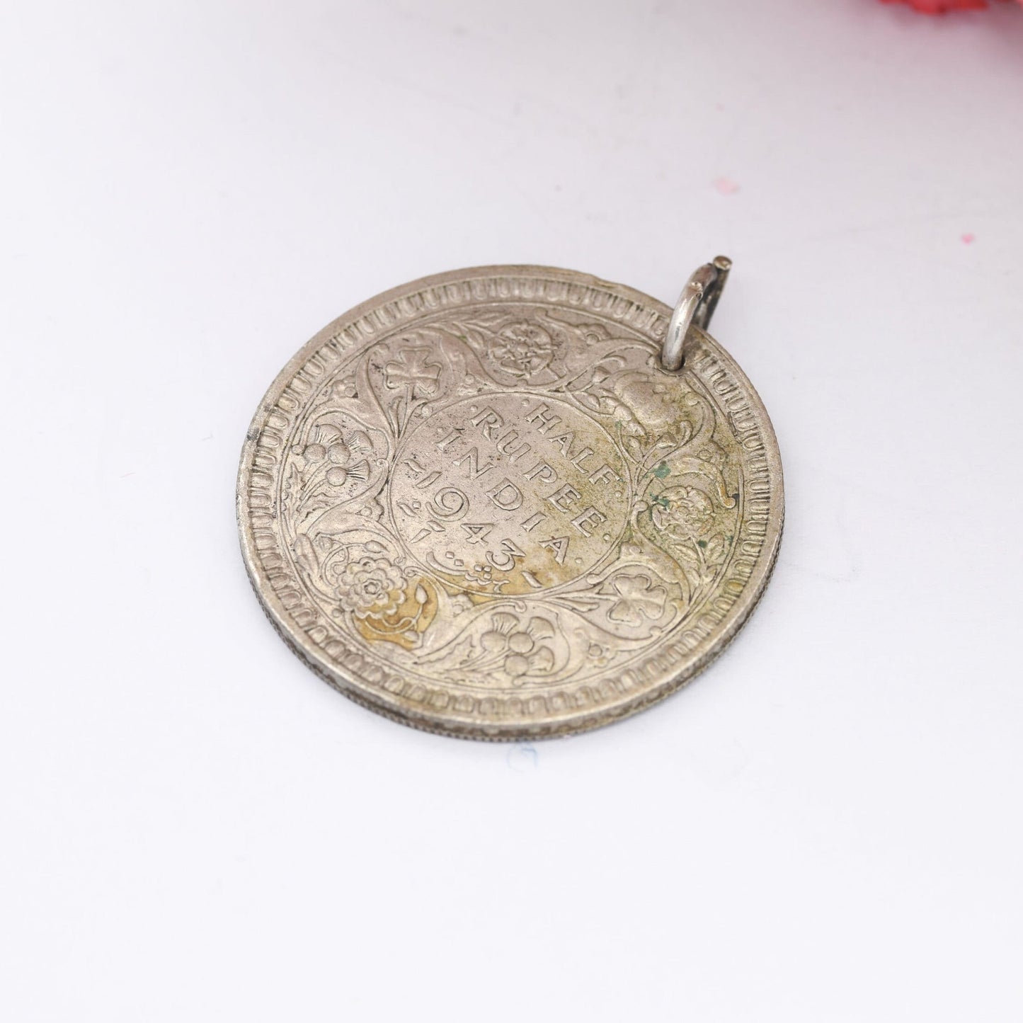 Vintage 1943 Silver George VI Half Rupee India Coin Pendant - British India Coin Jewellery | Pierced Coin