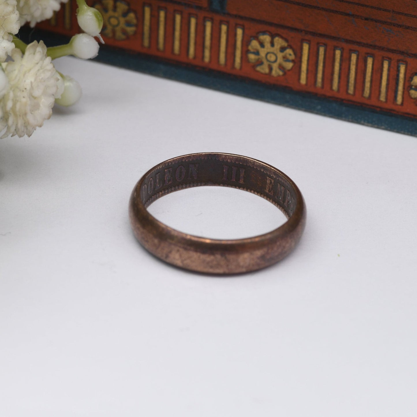 Antique Napoleon III 2 Centimes Ring 1862 - France Emperor | Bronze Coin Jewellery | UK Size - Q | US Size - 8