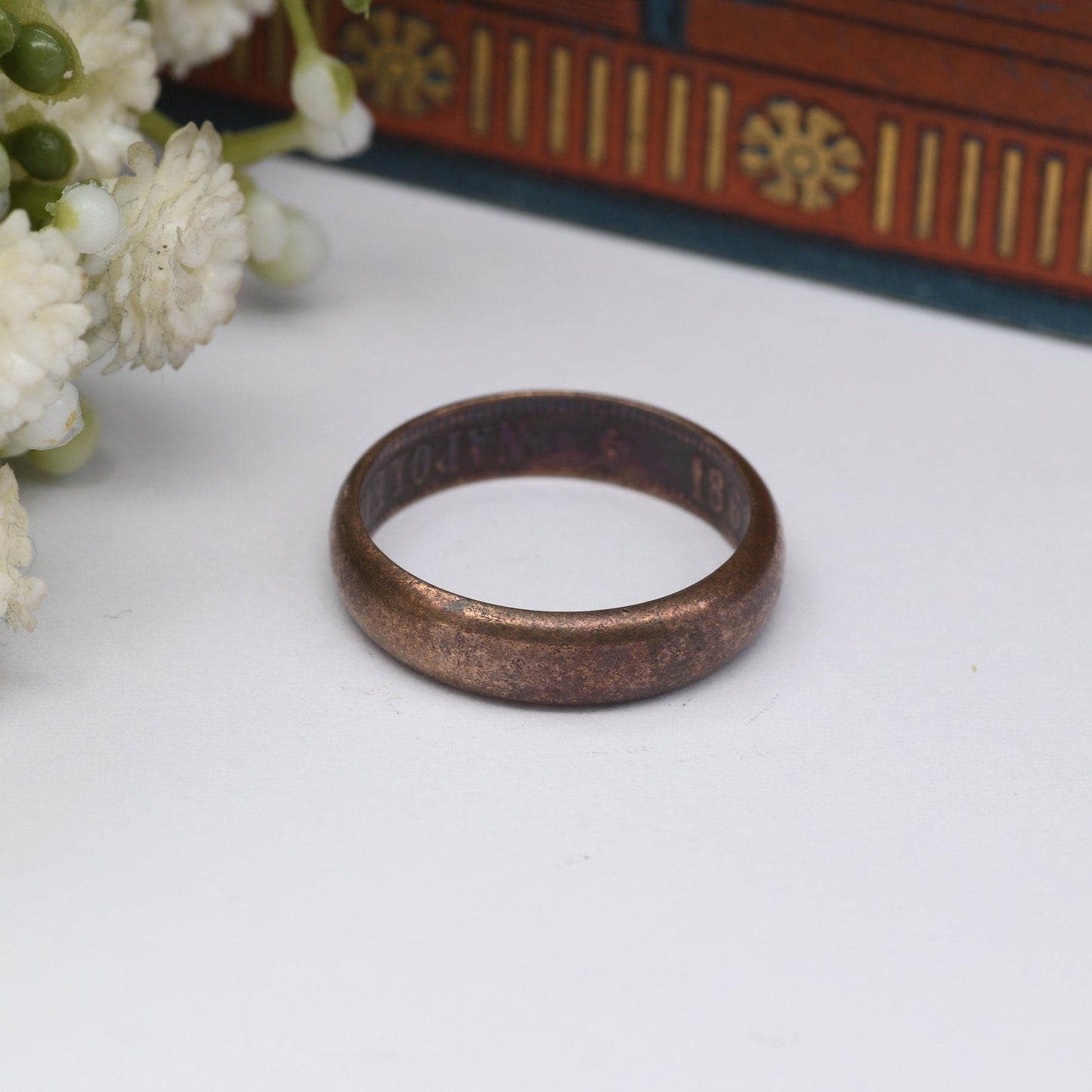 Antique Napoleon III 2 Centimes Ring 1862 - France Emperor | Bronze Coin Jewellery | UK Size - Q | US Size - 8