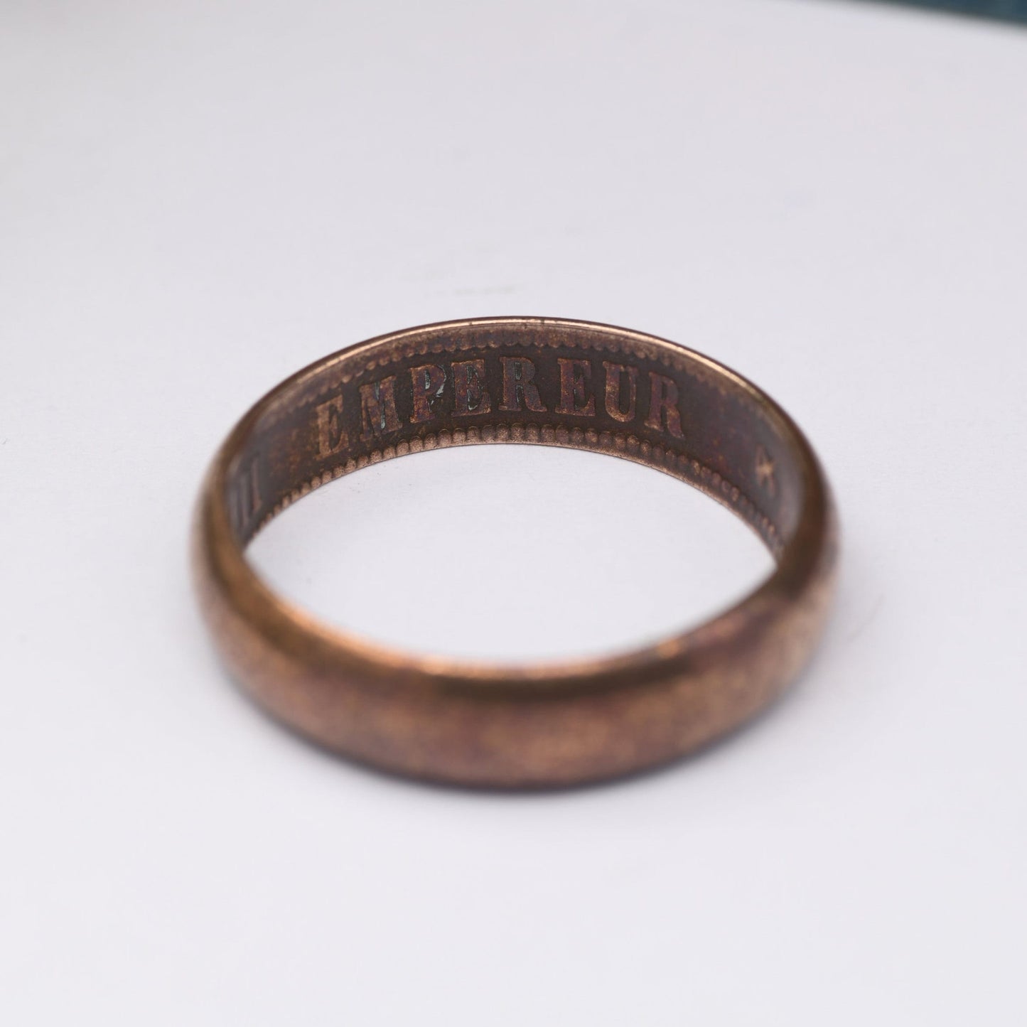 Antique Napoleon III 2 Centimes Ring 1862 - France Emperor | Bronze Coin Jewellery | UK Size - Q | US Size - 8