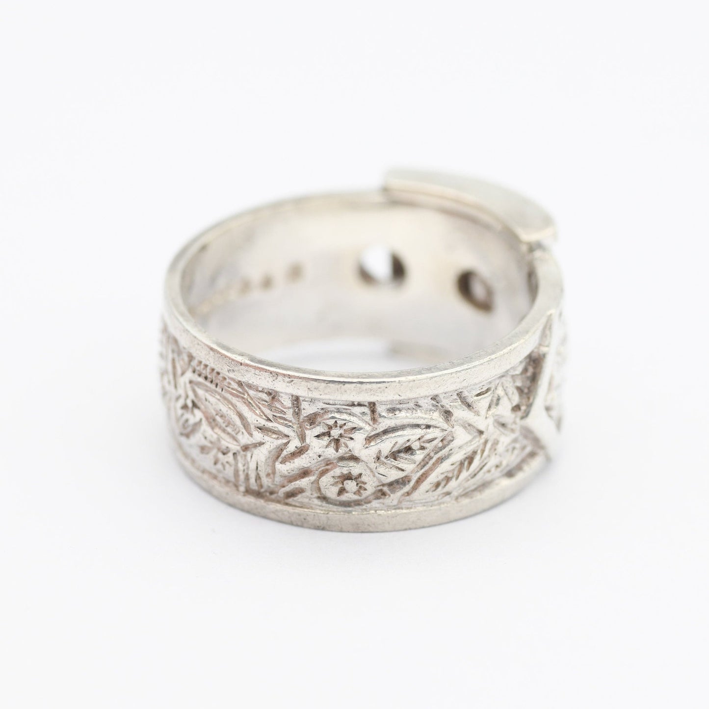 Vintage Sterling Silver Buckle Ring 1975 - Mid-Century Victoriana | Unisex Large Belt Ring Ornate Band | UK Size - U 1/2 | US Size - 10 1/4