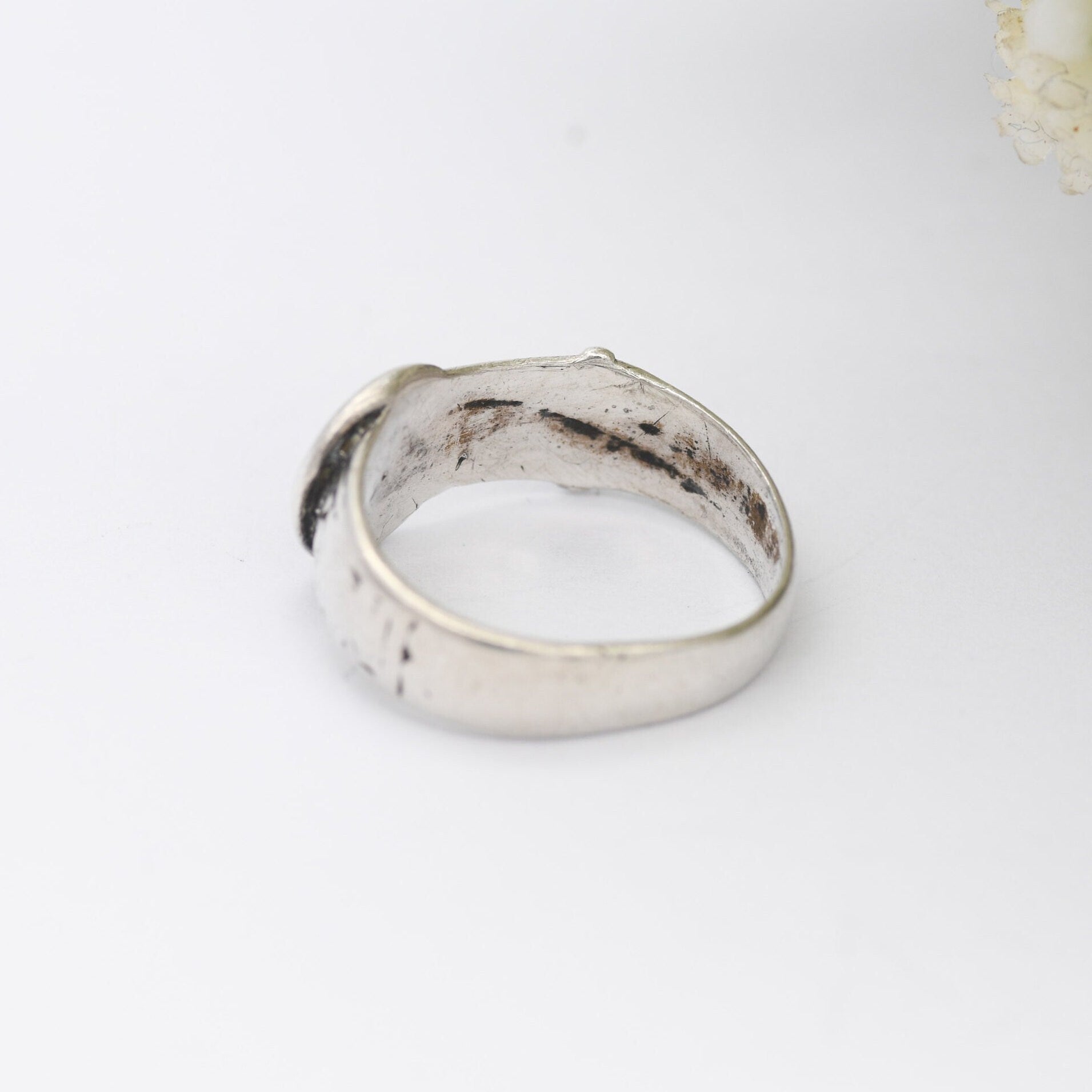 Vintage Sterling Silver Buckle Ring 1979 - Mid-Century Victorian Style | Unisex Belt Ring | Small Size | UK Size - H | US Size - 3 3/4