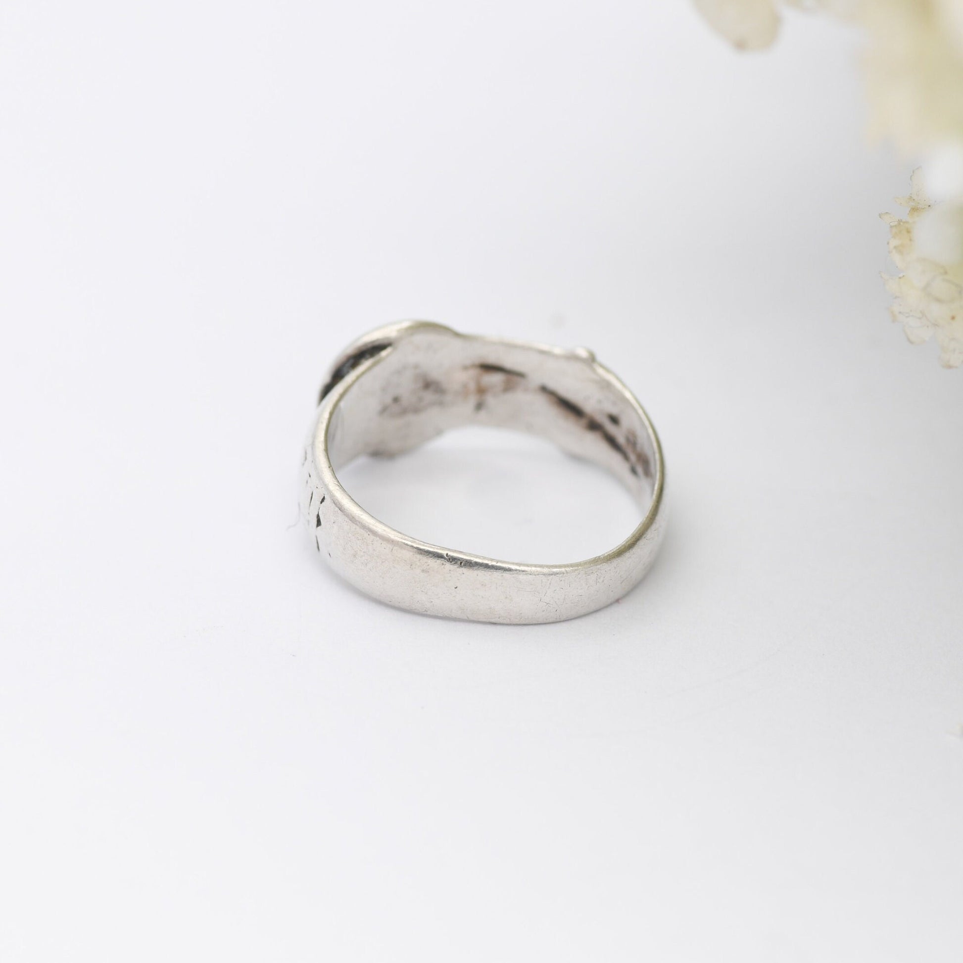 Vintage Sterling Silver Buckle Ring 1979 - Mid-Century Victorian Style | Unisex Belt Ring | Small Size | UK Size - H | US Size - 3 3/4