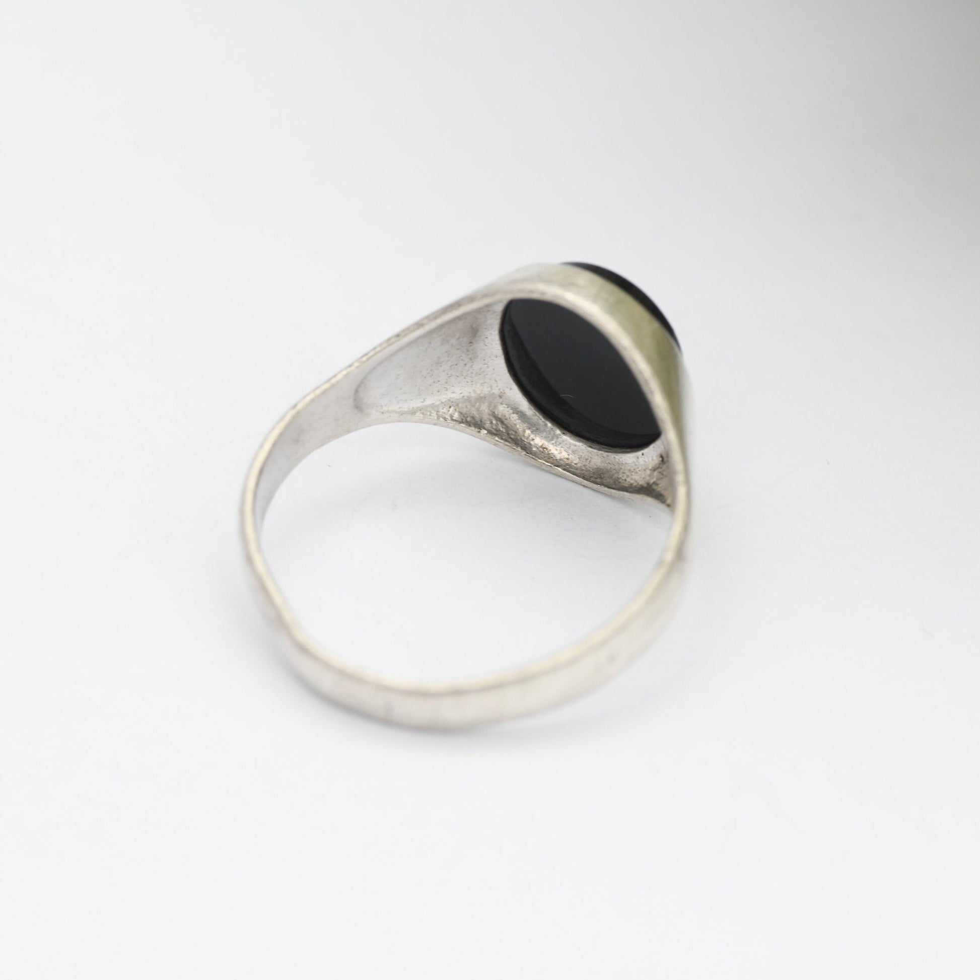 Vintage Sterling Silver Onyx Signet Ring - Chunky Large Unisex Jewellery | UK Size - U 1/2 / US Size - 10 1/4