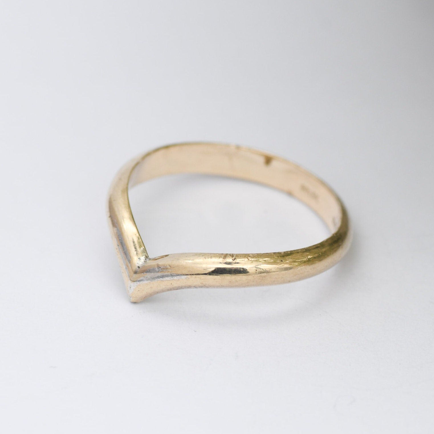 Vintage Sterling Silver Wishbone Ring 1994 by Bracelon BLTD - GolSil Gold Plated | UK Size - N | US Size - 6 3/4