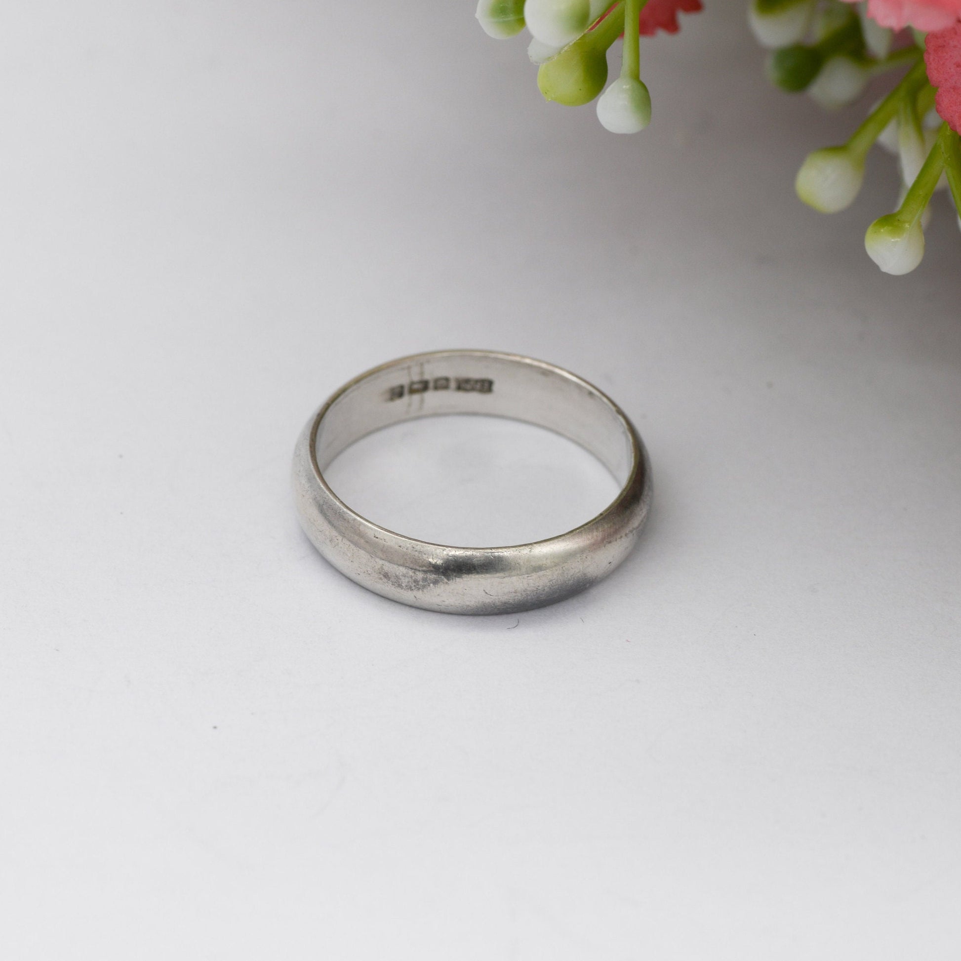 Vintage Sterling Silver Band Ring 1989 - Exchange Findings Ltd | 1980s Wedding Band | Minimalist Unisex Ring | UK Size - M | US Size - 6 1/4