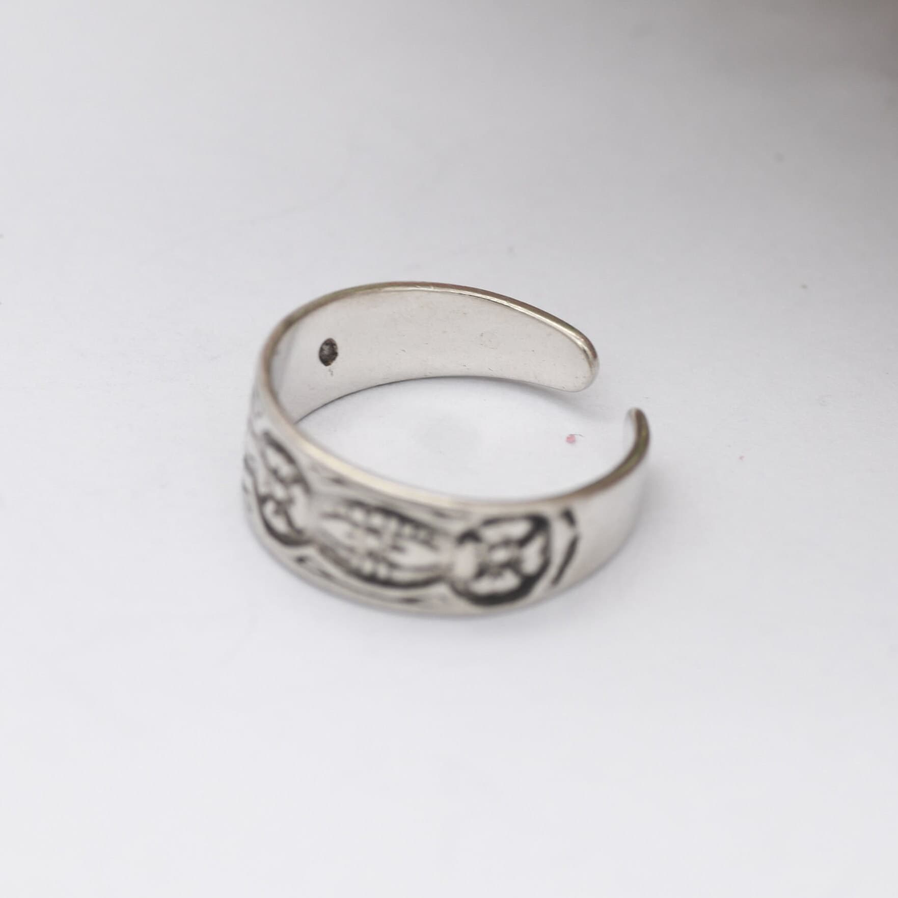 Vintage Sterling Silver Open Band Flower Ring - Adjustable Toe Midi Ring | UK Size - J 1/2 | US Size - 5